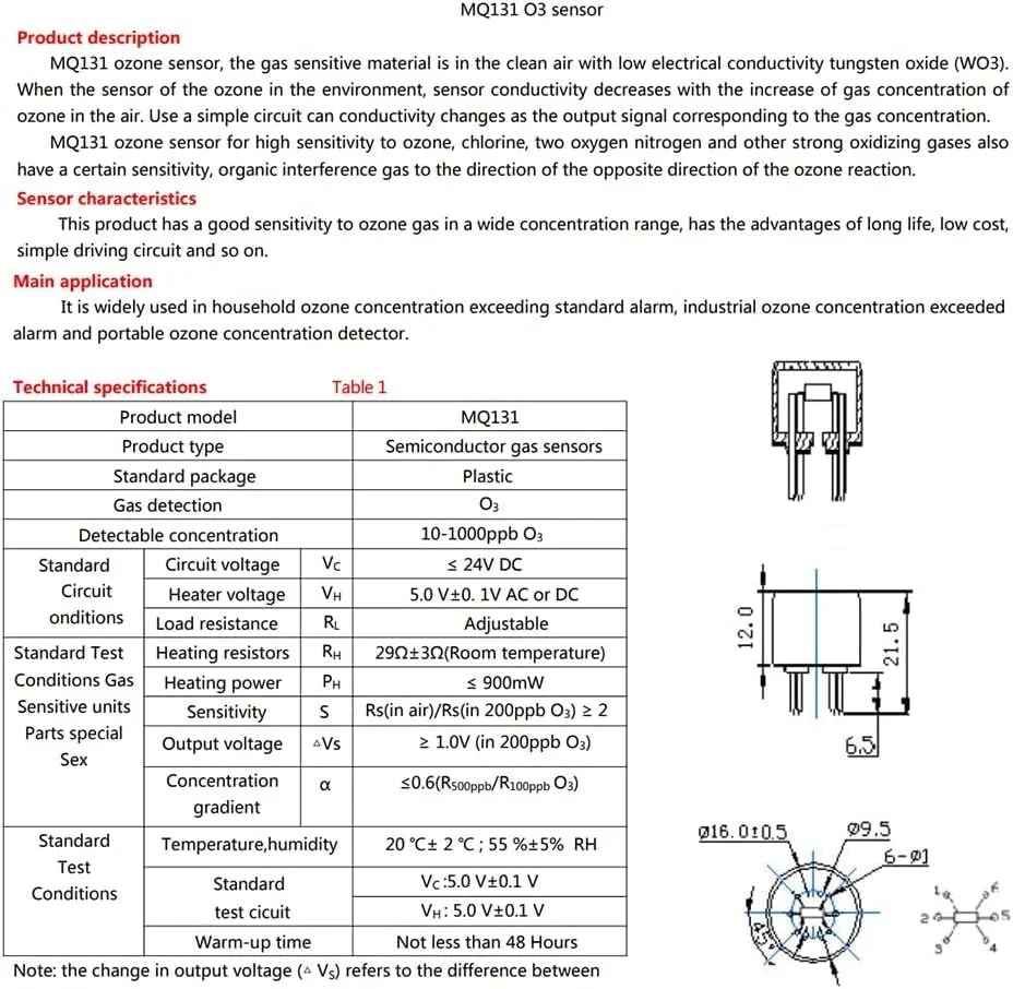 ماژول سنسور تشخیص گاز ازن Aihasd MQ131 با غلظت کم