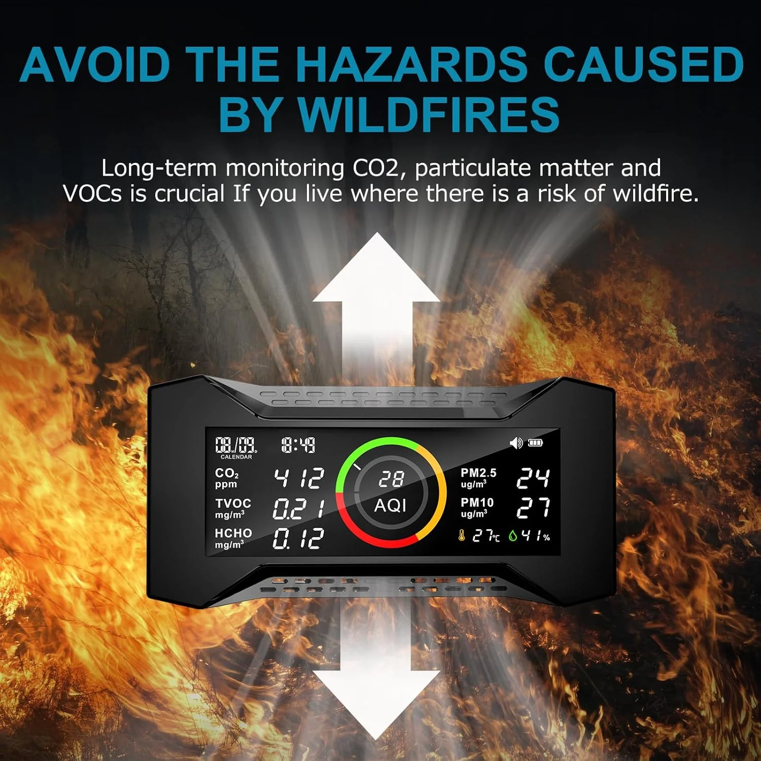 دستگاه سنجش کیفیت هوا 8 در 1، تستر قابل حمل کیفیت هوا Air-Guardian AQ (PM2.5، PM10، CO2، VOC، فرمالدئید، رطوبت، دما) دستگاه سنجش کیفیت هوا 8 در 1، تستر قابل حمل کیفیت هوا Air-Guardian AQ (PM2.5، PM10، CO2، VOC، فرمالدئید، رطوبت، دما)