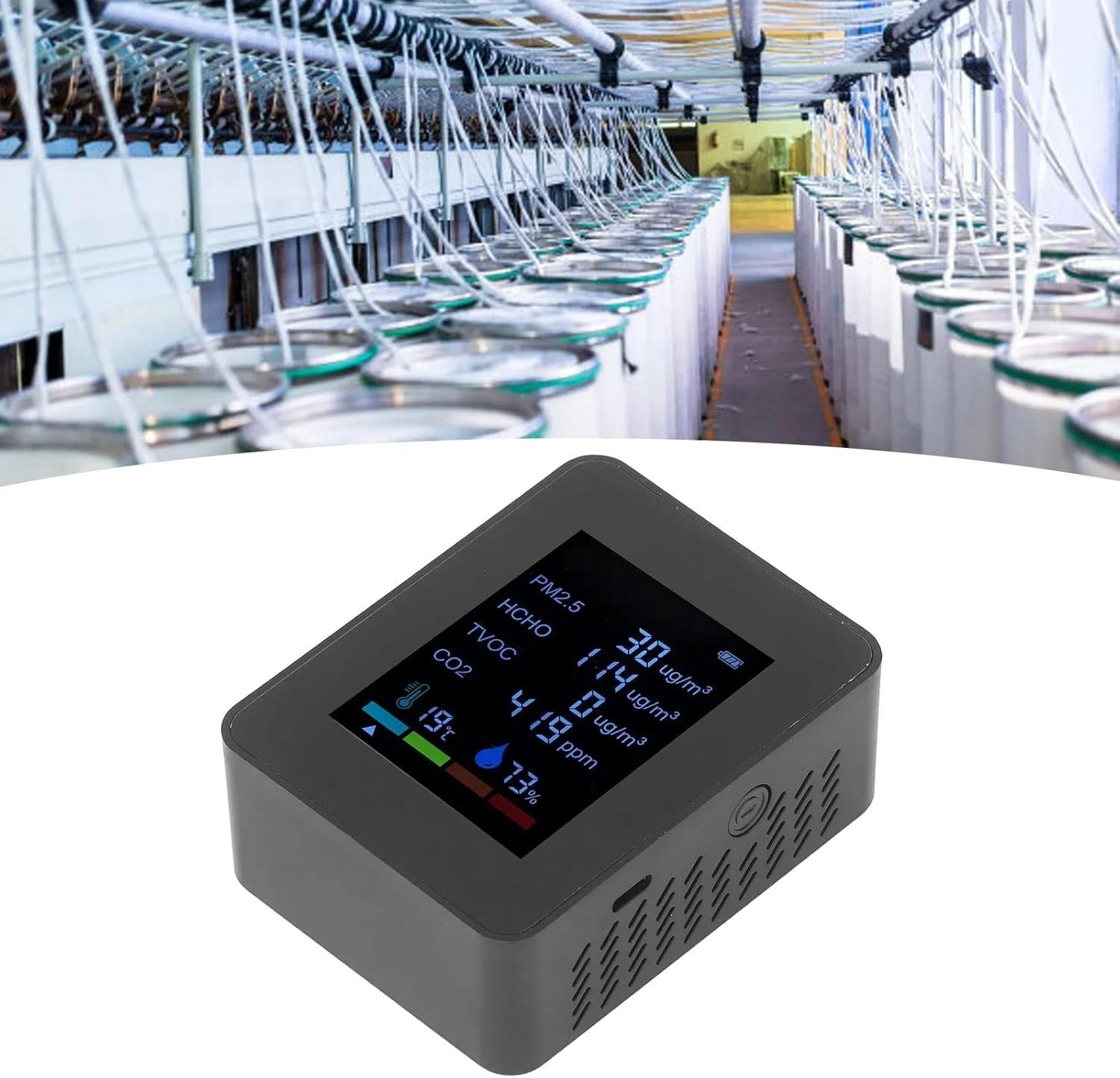 مانیتور CO2 مدل DEKD، آشکارساز چند منظوره PM2.5 TVOC HCHO، نظارت بر زمان واقعی برای دفاتر باشگاه ورزشی (مشکی) مانیتور CO2 مدل DEKD، آشکارساز چند منظوره PM2.5 TVOC HCHO، نظارت بر زمان واقعی برای دفاتر باشگاه ورزشی (مشکی)