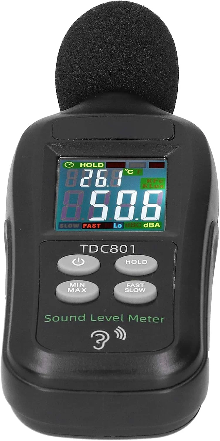 تستر دسی بل صدا نمایشگر LCD، مانیتور سطح صدای دیجیتال 35dB-135dB، تجهیزات مانیتورینگ برای کنترل کیفیت، جنس PVC تستر دسی بل صدا نمایشگر LCD، مانیتور سطح صدای دیجیتال 35dB-135dB، تجهیزات مانیتورینگ برای کنترل کیفیت، جنس PVC