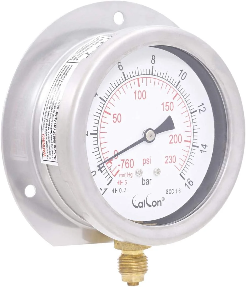 گیج فشار کالکن، CC-10-C-80mm، اتصال از زیر 1/4 اینچ BSP با فلنج گیج فشار کالکن، CC-10-C-80mm، اتصال از زیر 1/4 اینچ BSP با فلنج