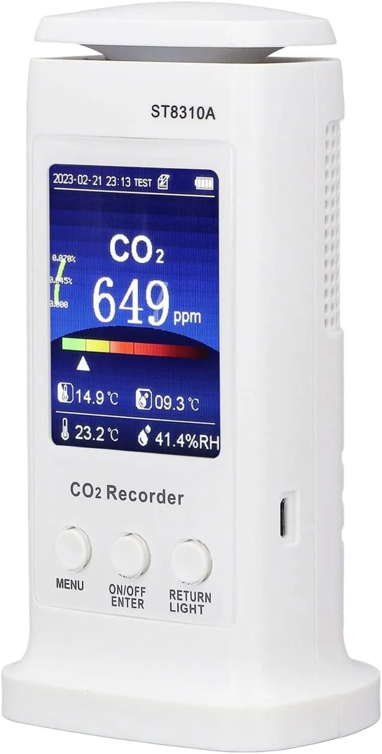 مانیتور کیفیت هوا، ردیاب CO2 با صفحه نمایش رنگی، قابل حمل، دقیق، دارای کالیبراسیون خودکار و بدنه ABS حساس برای خانه مانیتور کیفیت هوا، ردیاب CO2 با صفحه نمایش رنگی، قابل حمل، دقیق، دارای کالیبراسیون خودکار و بدنه ABS حساس برای خانه
