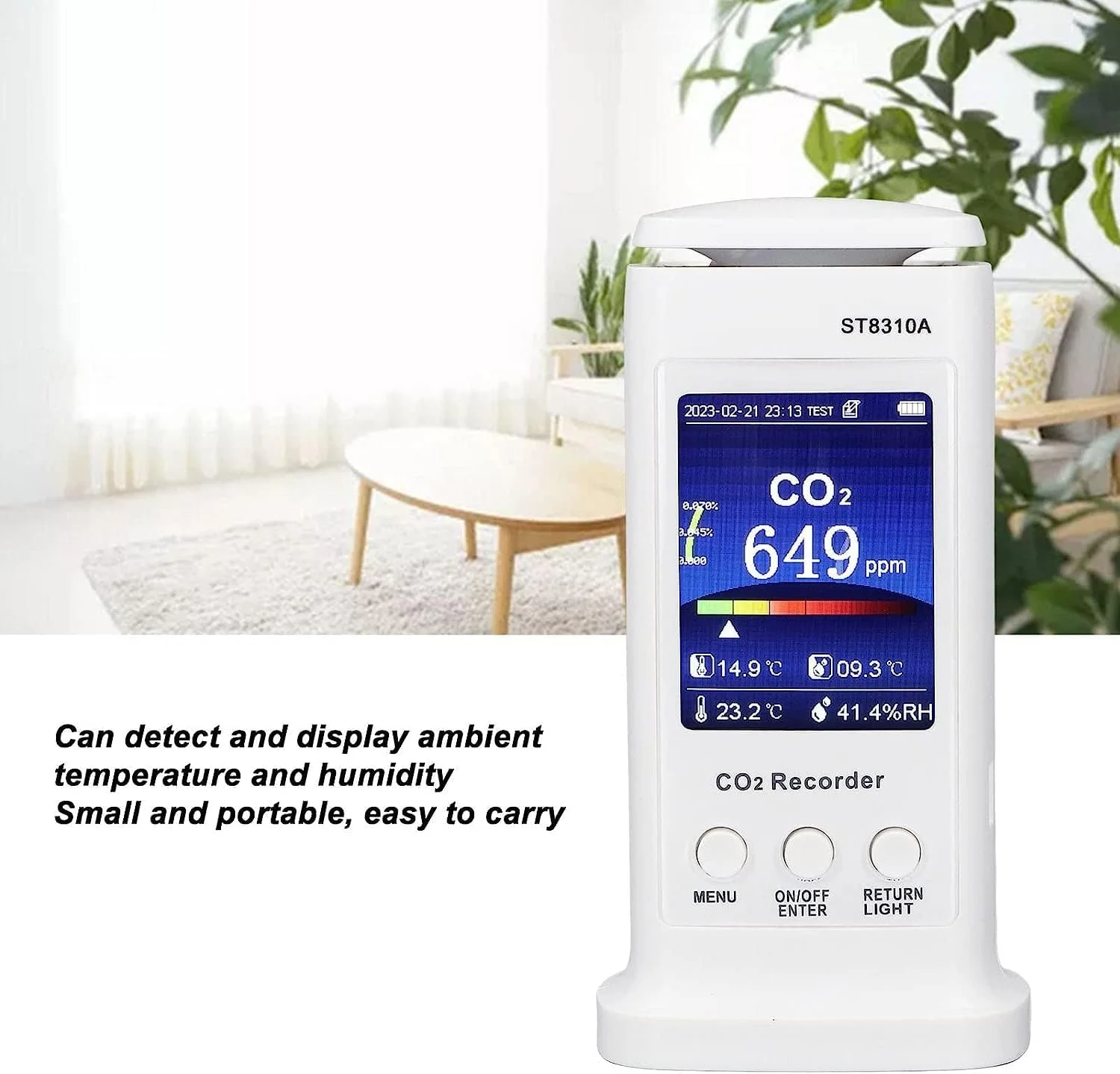 مانیتور کیفیت هوا، ردیاب CO2 با صفحه نمایش رنگی، قابل حمل، دقیق، دارای کالیبراسیون خودکار و بدنه ABS حساس برای خانه مانیتور کیفیت هوا، ردیاب CO2 با صفحه نمایش رنگی، قابل حمل، دقیق، دارای کالیبراسیون خودکار و بدنه ABS حساس برای خانه