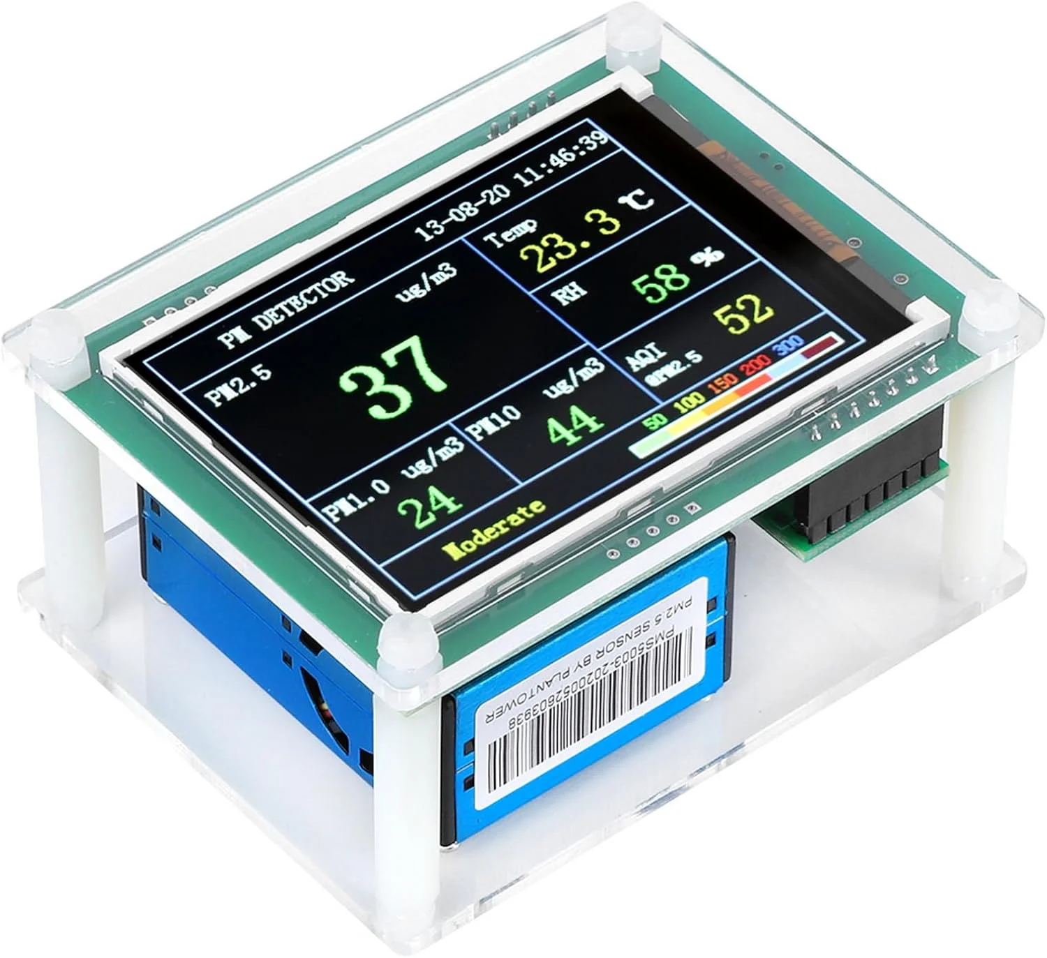 دستگاه تشخیص PM2.5، تراشه ARM سریع، تغذیه USB، فن، فیلتر فیبر شیشه ای، داده های پایدار و دقیق، مناسب برای خانه، ماشین، دفتر، فضای باز با رابط Micro USB برای کاربردهای مختلف