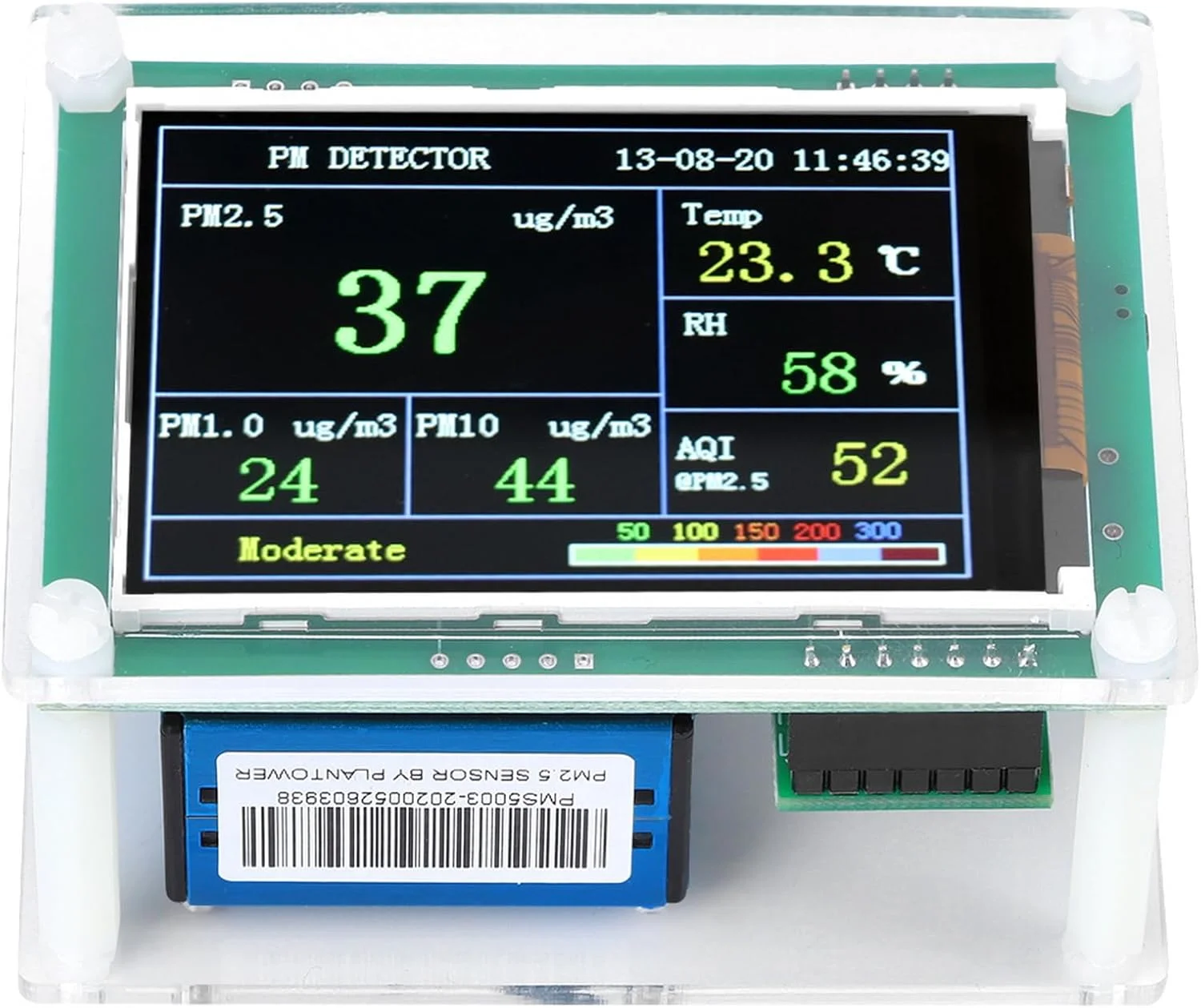 دستگاه تشخیص PM2.5، تراشه ARM سریع، تغذیه USB، فن، فیلتر فیبر شیشه ای، داده های پایدار و دقیق، مناسب برای خانه، ماشین، دفتر، فضای باز با رابط Micro USB برای کاربردهای مختلف