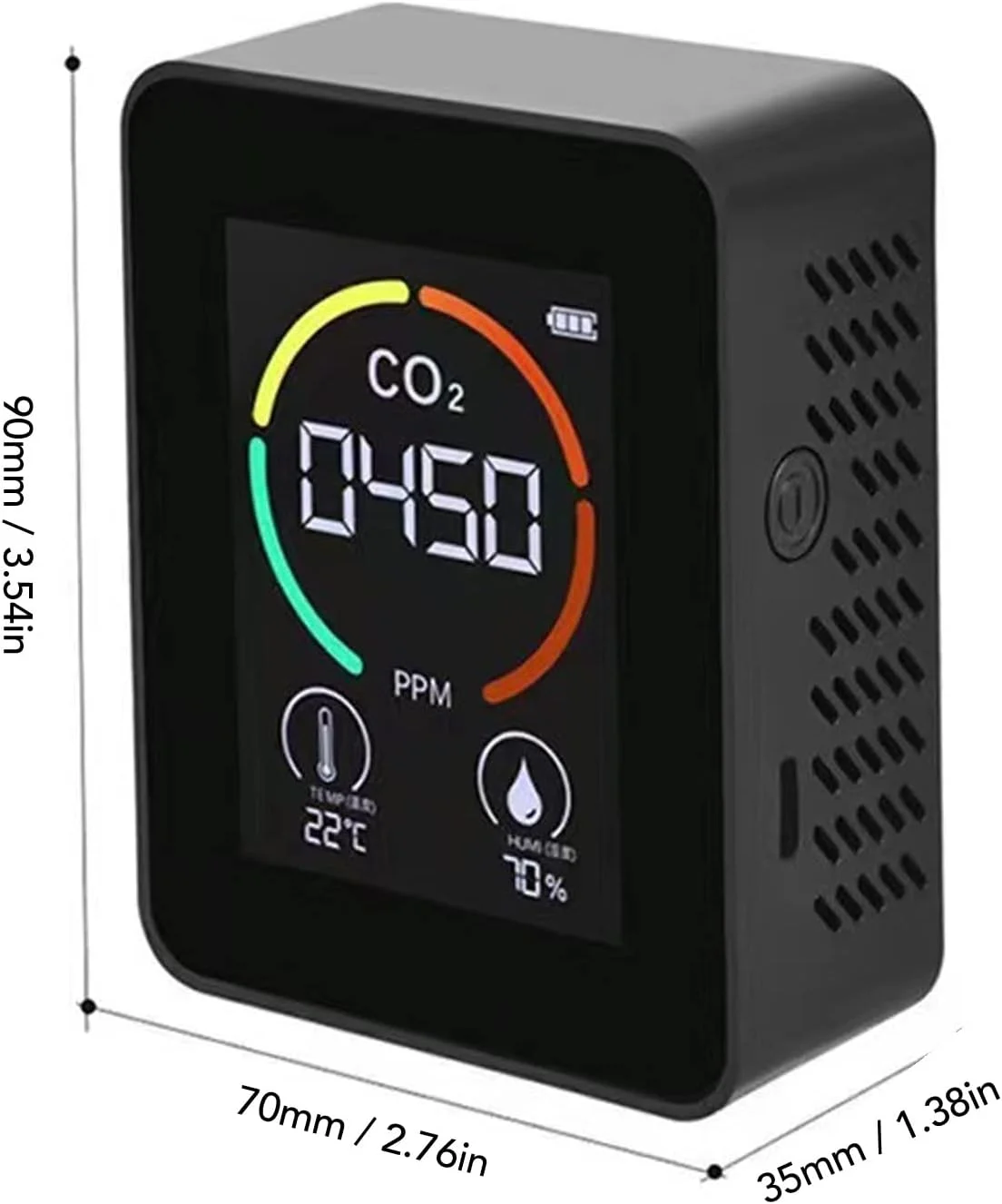 دستگاه تشخیص دی اکسید کربن 5 در 1 TVOC، مانیتور کیفیت هوای داخلی، شارژ USB با آلارم، آنالایزر گاز دما و رطوبت دستگاه تشخیص دی اکسید کربن 5 در 1 TVOC، مانیتور کیفیت هوای داخلی، شارژ USB با آلارم، آنالایزر گاز دما و رطوبت