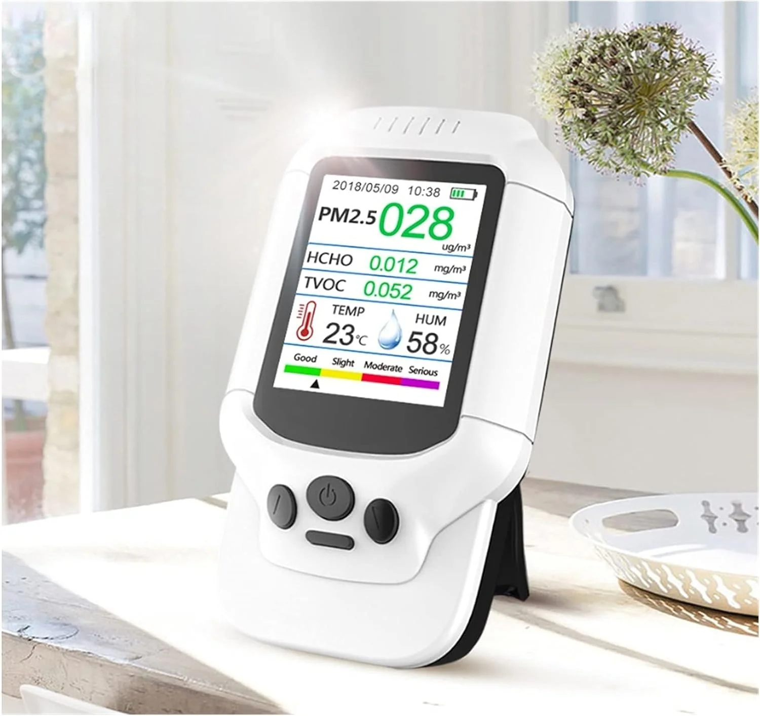 دستگاه تشخیص گاز، کاشف کیفیت هوا Dingmeng نسخه انگلیسی، اندازه گیری ذرات گرد و غبار PM2.5، فرمالدهید HCHO، دما و رطوبت دستگاه تشخیص گاز، کاشف کیفیت هوا Dingmeng نسخه انگلیسی، اندازه گیری ذرات گرد و غبار PM2.5، فرمالدهید HCHO، دما و رطوبت