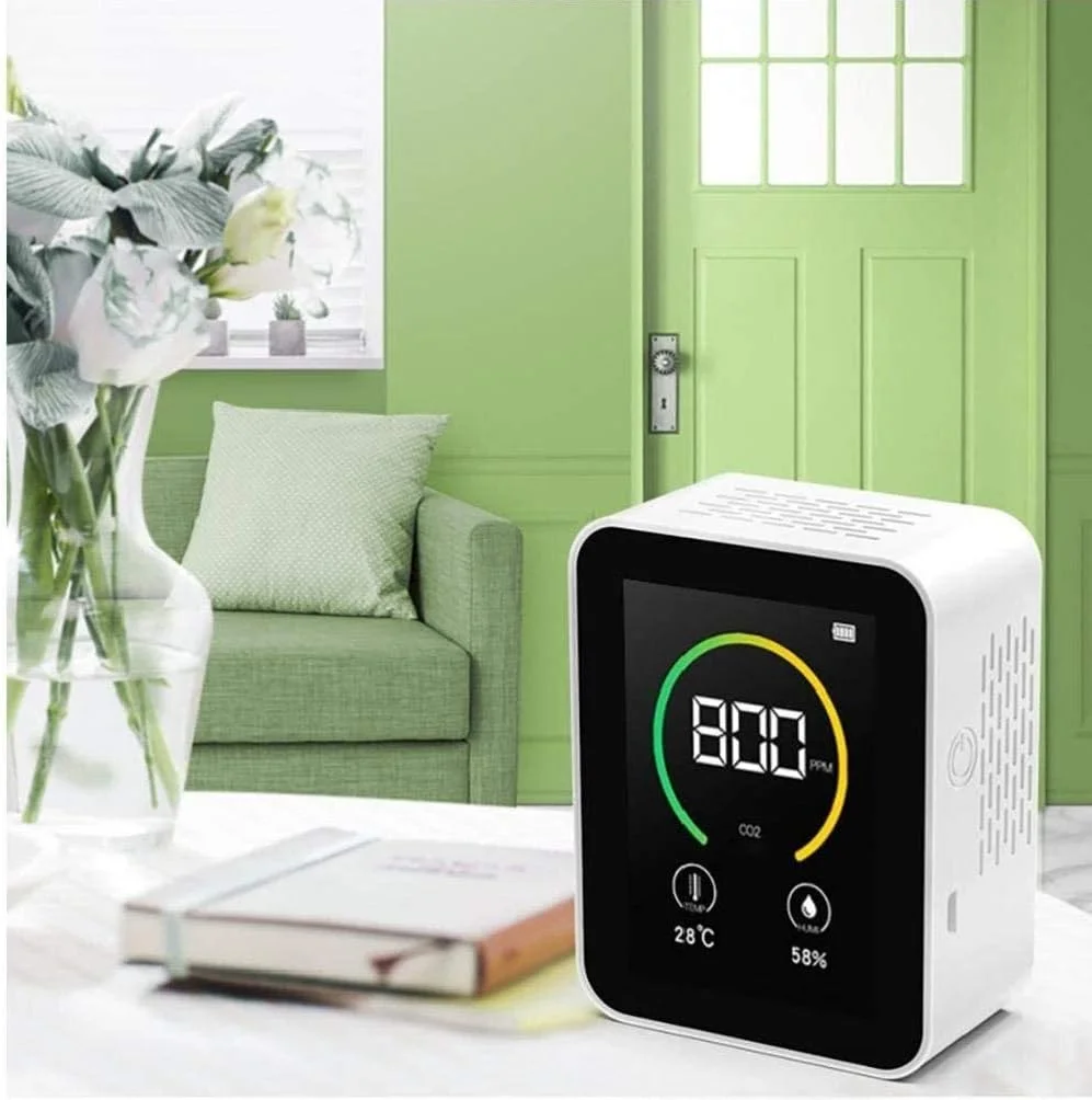 مانیتور رومیزی CO2 3 در 1، سنجش کیفیت هوای داخل خانه، اندازه گیری دی اکسید کربن، رطوبت و دما با واحد های سانتیگراد و فارنهایت (رنگ: سفید) مانیتور رومیزی CO2 3 در 1، سنجش کیفیت هوای داخل خانه، اندازه گیری دی اکسید کربن، رطوبت و دما با واحد های سانتیگراد و فارنهایت (رنگ: سفید)