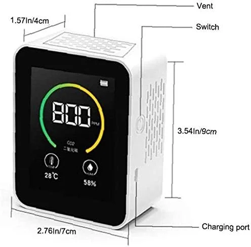 مانیتور رومیزی CO2 3 در 1، سنجش کیفیت هوای داخل خانه، اندازه گیری دی اکسید کربن، رطوبت و دما با واحد های سانتیگراد و فارنهایت (رنگ: سفید) مانیتور رومیزی CO2 3 در 1، سنجش کیفیت هوای داخل خانه، اندازه گیری دی اکسید کربن، رطوبت و دما با واحد های سانتیگراد و فارنهایت (رنگ: سفید)