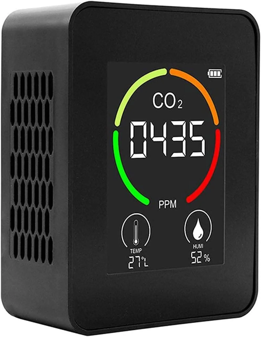 دستگاه تشخیص CO2 قابل حمل، تجهیزات سنجش دما و رطوبت هوا، سنسور با نمایشگر دیجیتال دقیق - مشکی