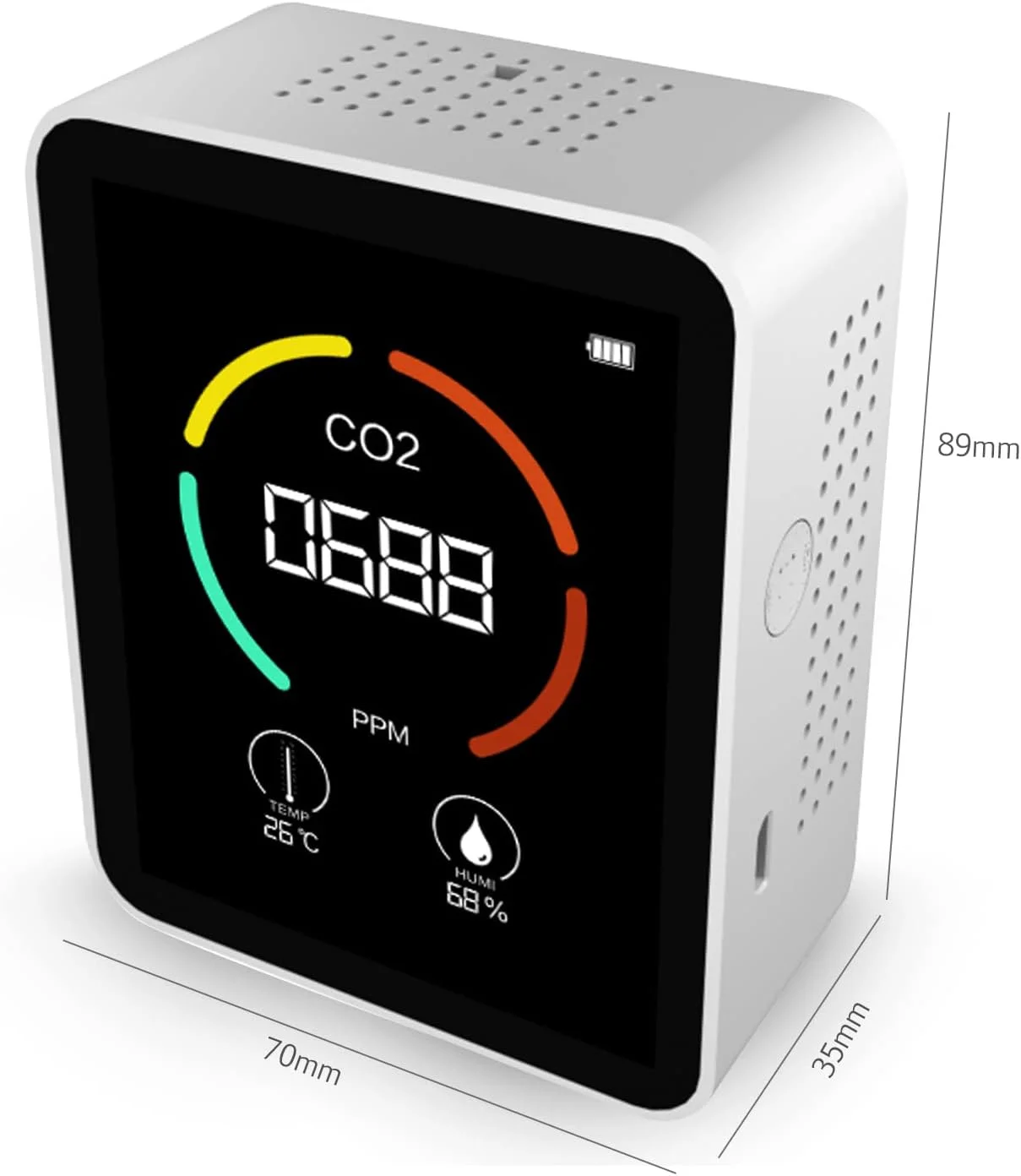 مانیتور کیفیت هوا دی اکسید کربن 3 در 1، 2 عدد دما و رطوبت هوا برای CO2، دستگاه دیجیتال CO2 مناسب برای استفاده در خانه و محل کار مانیتور کیفیت هوا دی اکسید کربن 3 در 1، 2 عدد دما و رطوبت هوا برای CO2، دستگاه دیجیتال CO2 مناسب برای استفاده در خانه و محل کار