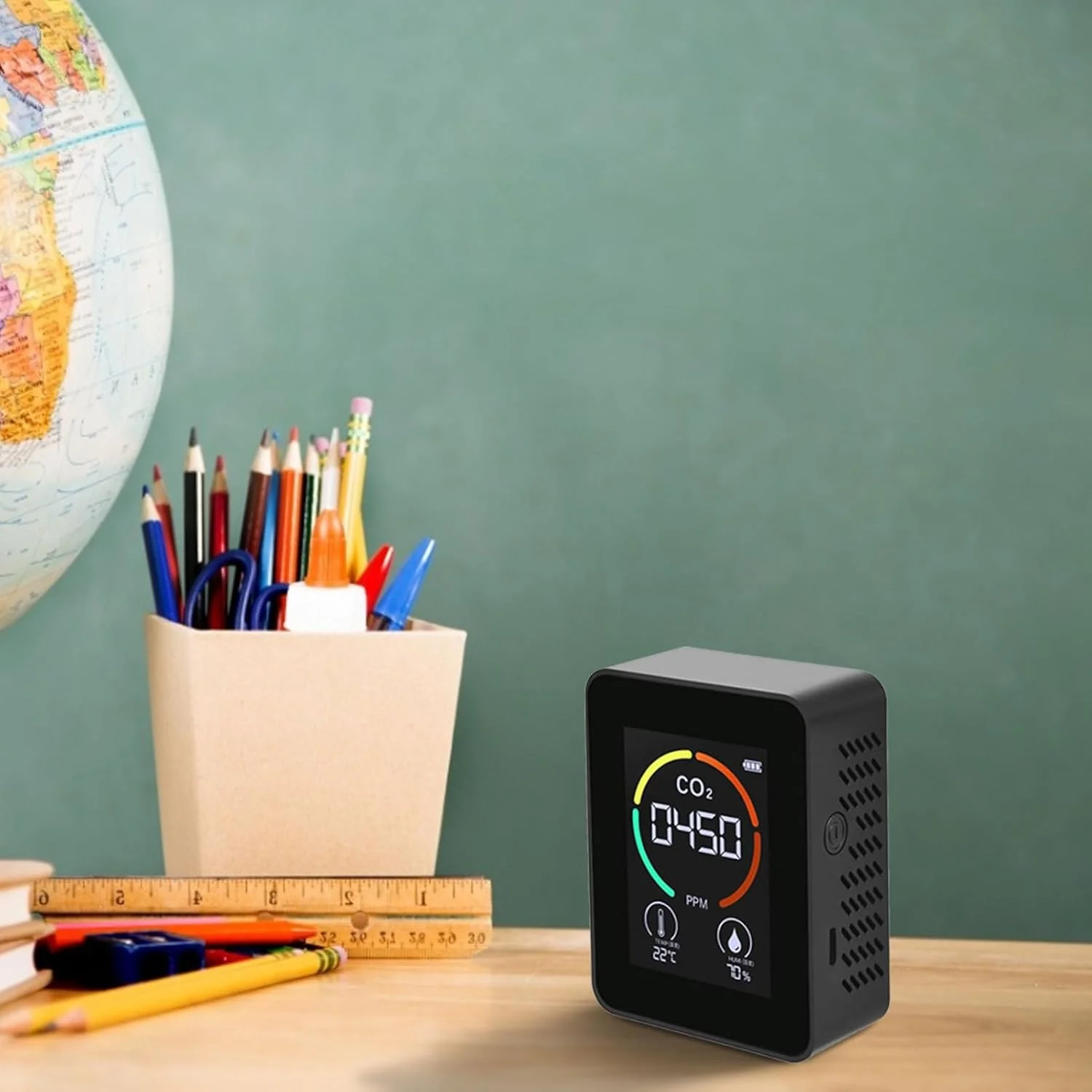 مانیتور کیفیت هوا دی اکسید کربن CO2، مانیتور کیفیت هوای داخلی قابل حمل CO2 | متر برای خودرو، باشگاه، اتاق ها، دفاتر، کلاس های درس