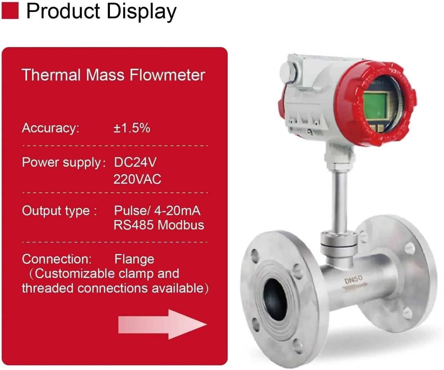 فلومتر، مقیاس تدفق الكتلة الحرارية للهواء المضغوط والغاز الطبيعي والأكسجين والنيتروجين مع قياس التدفق الدقيق بمخرج 4-20 مللي أمبير/RS485(DN20) فلومتر، مقیاس تدفق الكتلة الحرارية للهواء المضغوط والغاز الطبيعي والأكسجين والنيتروجين مع قياس التدفق الدقيق بمخرج 4-20 مللي أمبير/RS485(DN20)