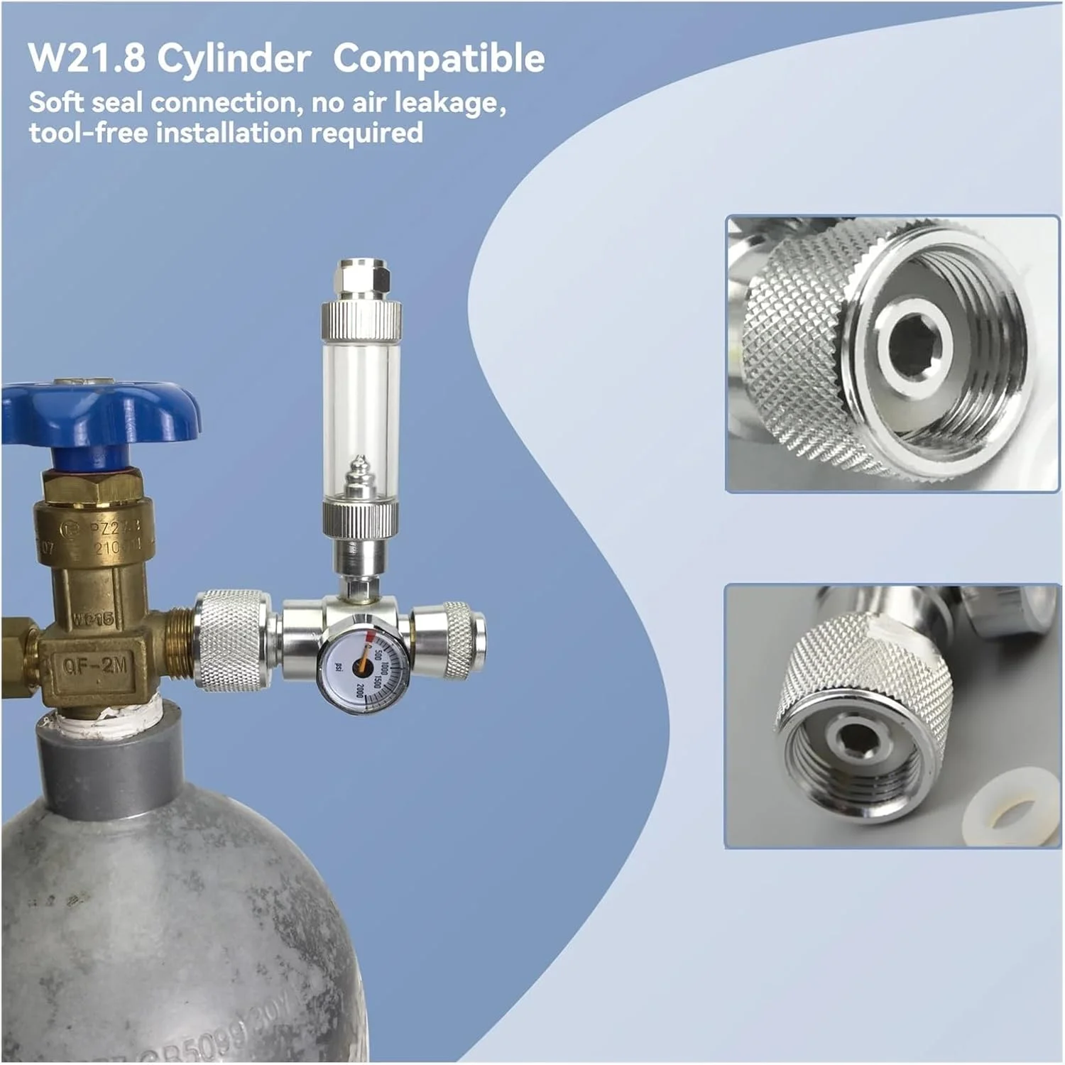 فلومتر، شیر سوزنی تنظیم کننده جریان دی اکسید کربن با گیج کوچک برای کنترل نرخ جریان گاز 0-2000 PSI با رزوه W21.8 (بدون شمارنده حباب) فلومتر، شیر سوزنی تنظیم کننده جریان دی اکسید کربن با گیج کوچک برای کنترل نرخ جریان گاز 0-2000 PSI با رزوه W21.8 (بدون شمارنده حباب)