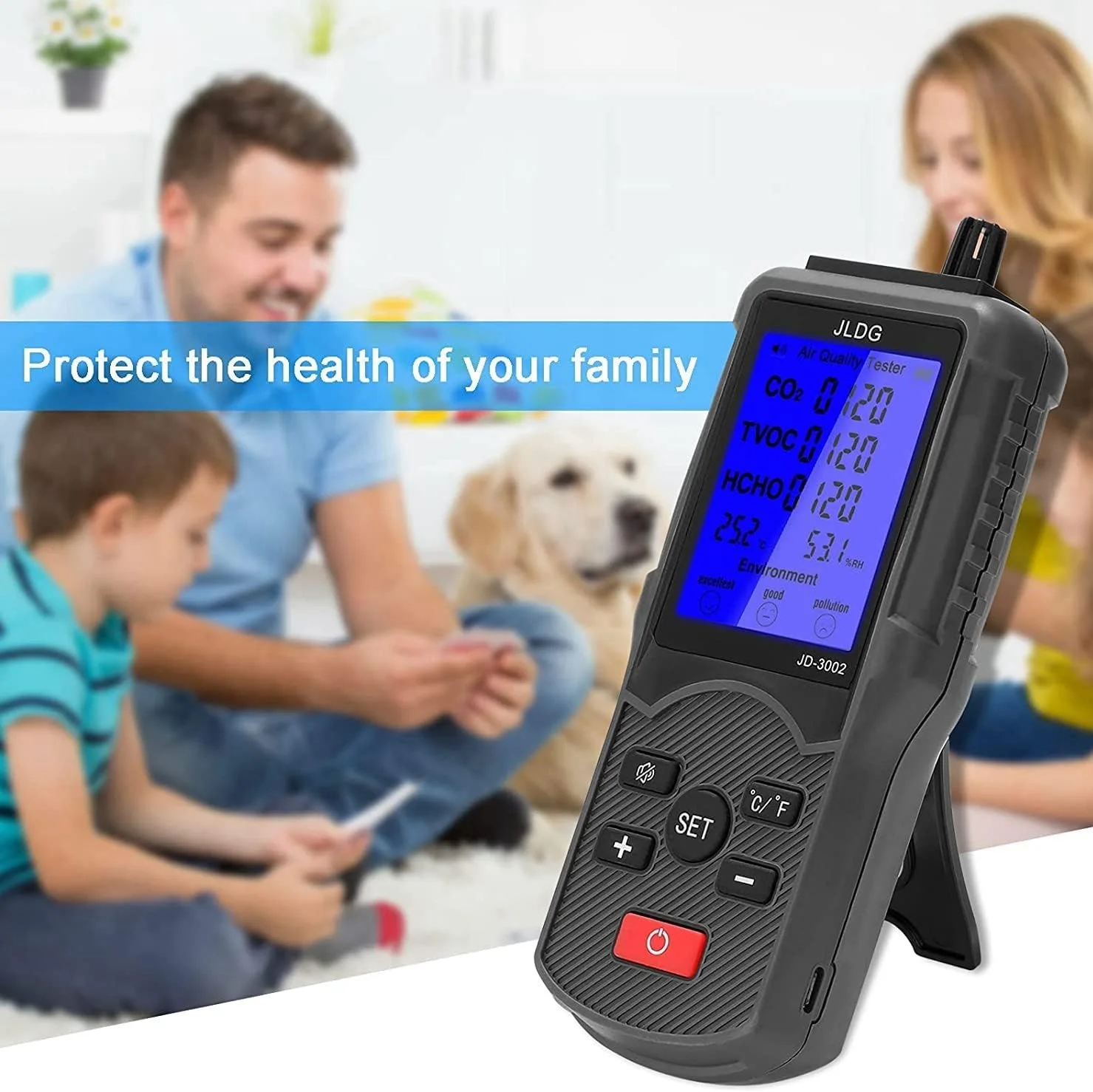 دستگاه تست کیفیت هوا چند منظوره GHQERTY، سنجش TVOC، CO2، دما و رطوبت دستگاه تست کیفیت هوا چند منظوره GHQERTY، سنجش TVOC، CO2، دما و رطوبت