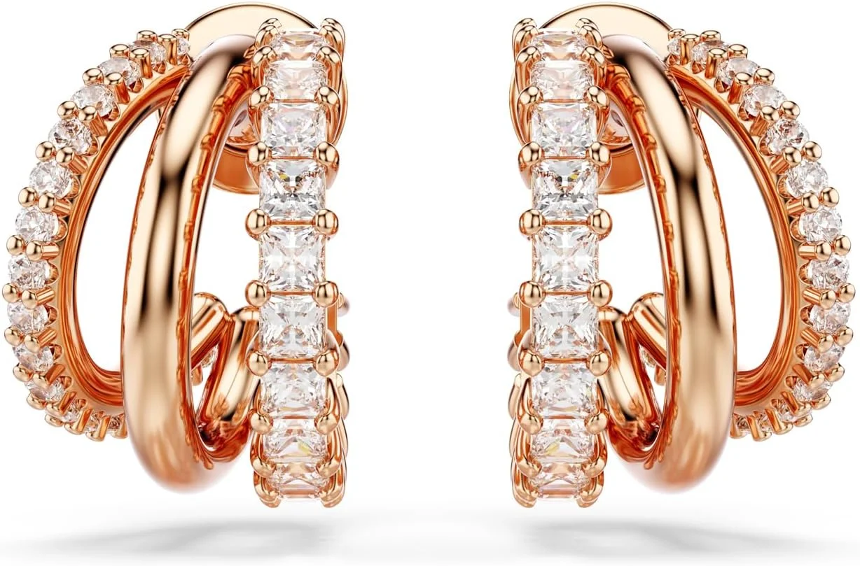 گوشواره های حلقه ای هایپربولا سواروسکی، برش های ترکیبی، مینی، شفاف، روکش رزگلد گوشواره های حلقه ای هایپربولا سواروسکی، برش های ترکیبی، مینی، شفاف، روکش رزگلد