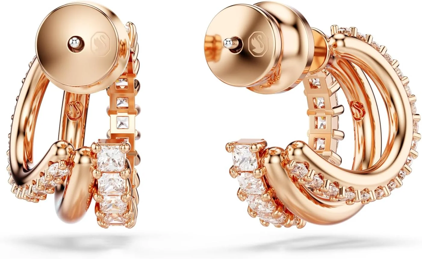 گوشواره های حلقه ای هایپربولا سواروسکی، برش های ترکیبی، مینی، شفاف، روکش رزگلد گوشواره های حلقه ای هایپربولا سواروسکی، برش های ترکیبی، مینی، شفاف، روکش رزگلد