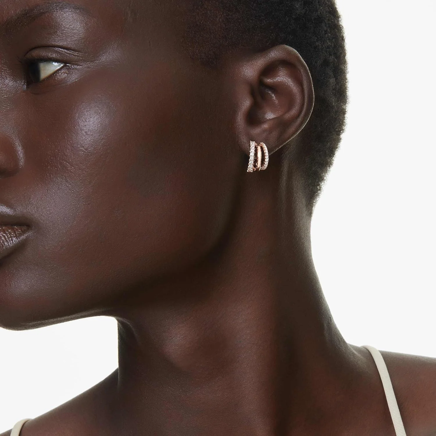 گوشواره های حلقه ای هایپربولا سواروسکی، برش های ترکیبی، مینی، شفاف، روکش رزگلد گوشواره های حلقه ای هایپربولا سواروسکی، برش های ترکیبی، مینی، شفاف، روکش رزگلد