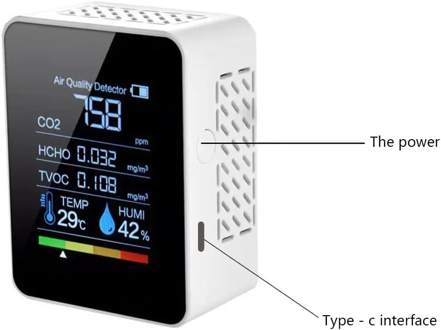 دستگاه سنجش کیفیت هوا چند منظوره 5 در 1 Irovami، تستر دیجیتال دما و رطوبت، مانیتور کیفیت هوا دی اکسید کربن TVOC HCHO دستگاه سنجش کیفیت هوا چند منظوره 5 در 1 Irovami، تستر دیجیتال دما و رطوبت، مانیتور کیفیت هوا دی اکسید کربن TVOC HCHO