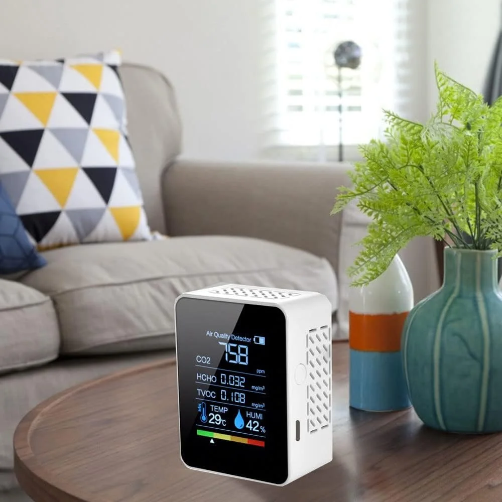 دستگاه سنجش کیفیت هوا چند منظوره 5 در 1 Irovami، تستر دیجیتال دما و رطوبت، مانیتور کیفیت هوا دی اکسید کربن TVOC HCHO دستگاه سنجش کیفیت هوا چند منظوره 5 در 1 Irovami، تستر دیجیتال دما و رطوبت، مانیتور کیفیت هوا دی اکسید کربن TVOC HCHO