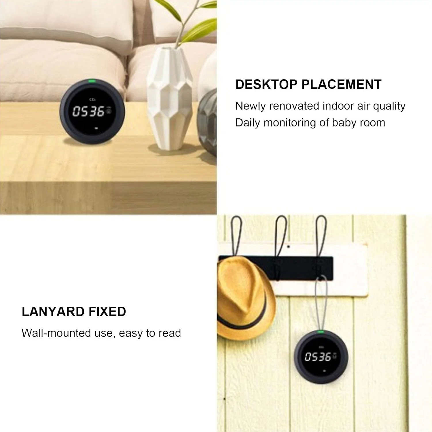 نمایشگر کیفیت هوا HANEFRE CO2، سبک وزن و هوشمند، کوچک و مناسب برای فضای باز نمایشگر کیفیت هوا HANEFRE CO2، سبک وزن و هوشمند، کوچک و مناسب برای فضای باز