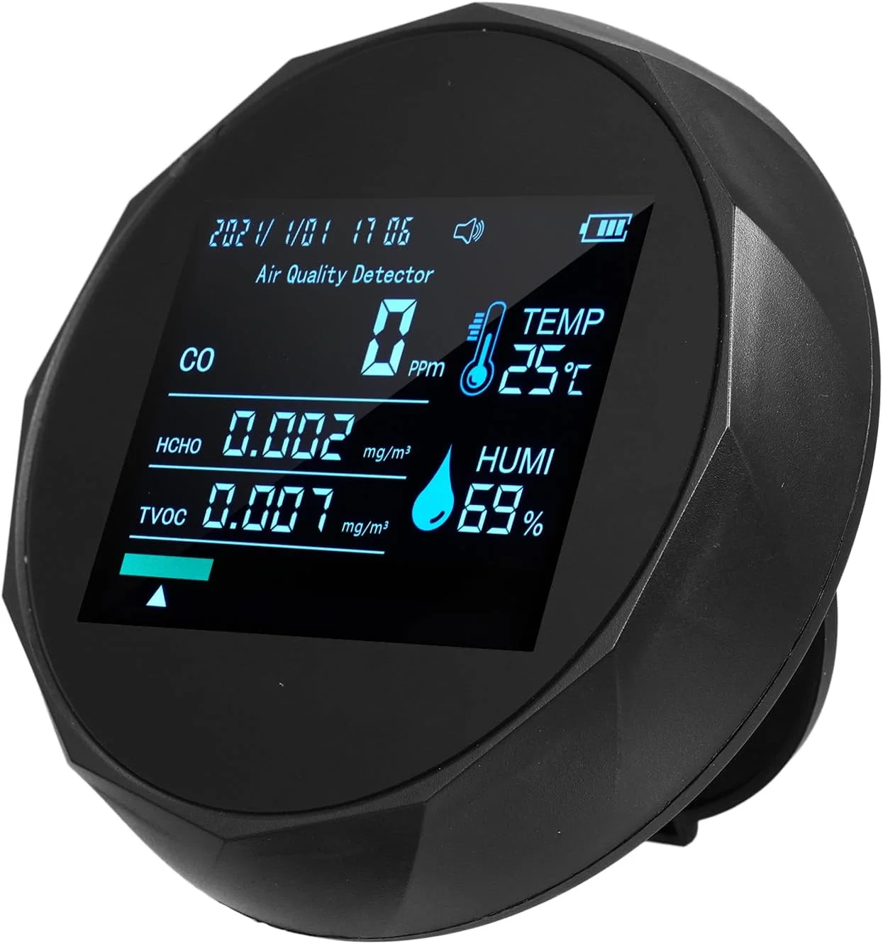 دستگاه تست کیفیت هوای چند منظوره ایرومی 2CO16TB 6 در 1، تستر حرفه ای قابل حمل فرمالدهید برای فضاهای داخلی - تاریخ و زمان، CO، TVOC، HCHO، رطوبت و دما دستگاه تست کیفیت هوای چند منظوره ایرومی 2CO16TB 6 در 1، تستر حرفه ای قابل حمل فرمالدهید برای فضاهای داخلی - تاریخ و زمان، CO، TVOC، HCHO، رطوبت و دما