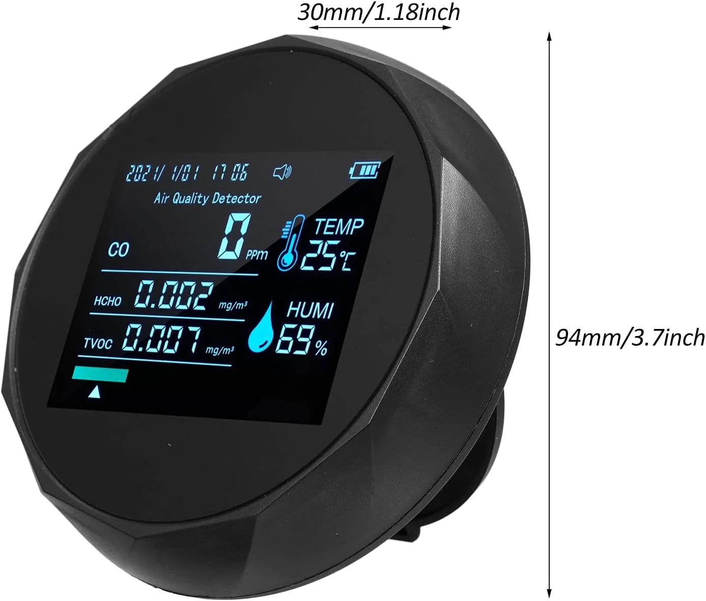 دستگاه تست کیفیت هوای چند منظوره ایرومی 2CO16TB 6 در 1، تستر حرفه ای قابل حمل فرمالدهید برای فضاهای داخلی - تاریخ و زمان، CO، TVOC، HCHO، رطوبت و دما دستگاه تست کیفیت هوای چند منظوره ایرومی 2CO16TB 6 در 1، تستر حرفه ای قابل حمل فرمالدهید برای فضاهای داخلی - تاریخ و زمان، CO، TVOC، HCHO، رطوبت و دما