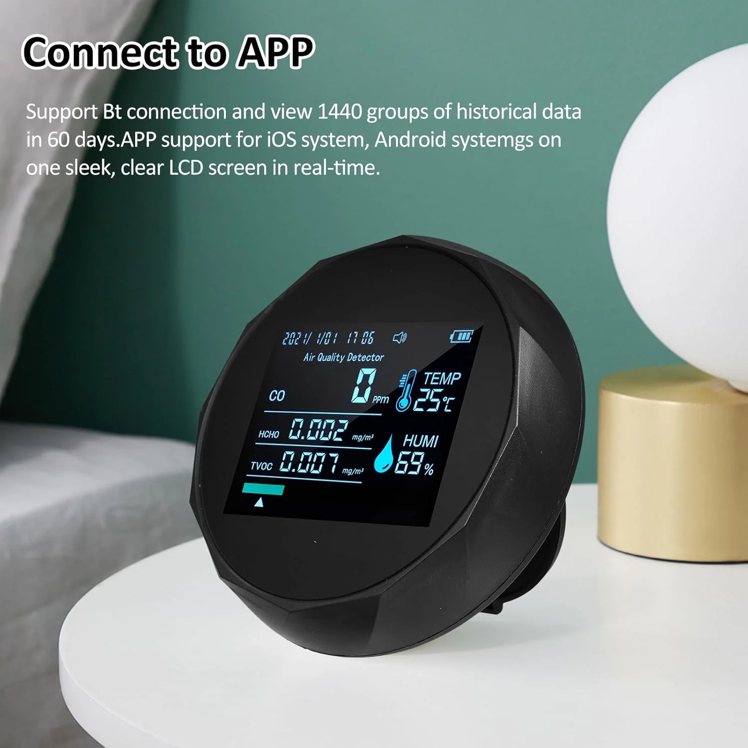 دستگاه تست کیفیت هوای چند منظوره ایرومی 2CO16TB 6 در 1، تستر حرفه ای قابل حمل فرمالدهید برای فضاهای داخلی - تاریخ و زمان، CO، TVOC، HCHO، رطوبت و دما دستگاه تست کیفیت هوای چند منظوره ایرومی 2CO16TB 6 در 1، تستر حرفه ای قابل حمل فرمالدهید برای فضاهای داخلی - تاریخ و زمان، CO، TVOC، HCHO، رطوبت و دما