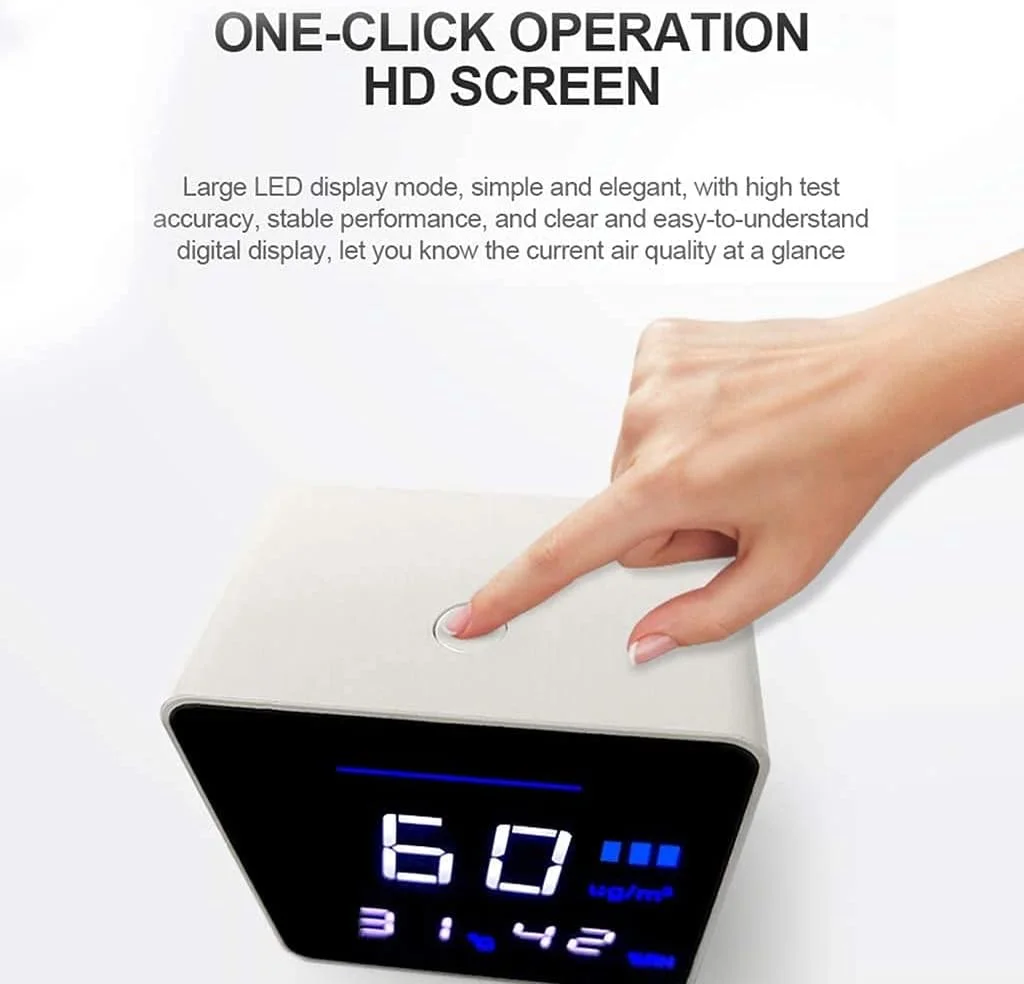 مانیتور کیفیت هوای داخلی JJJ، نمایشگر دیجیتال نور پس زمینه، رطوبت دما PM2.5، آنالایزر گاز قابل حمل مانیتور کیفیت هوای داخلی JJJ، نمایشگر دیجیتال نور پس زمینه، رطوبت دما PM2.5، آنالایزر گاز قابل حمل