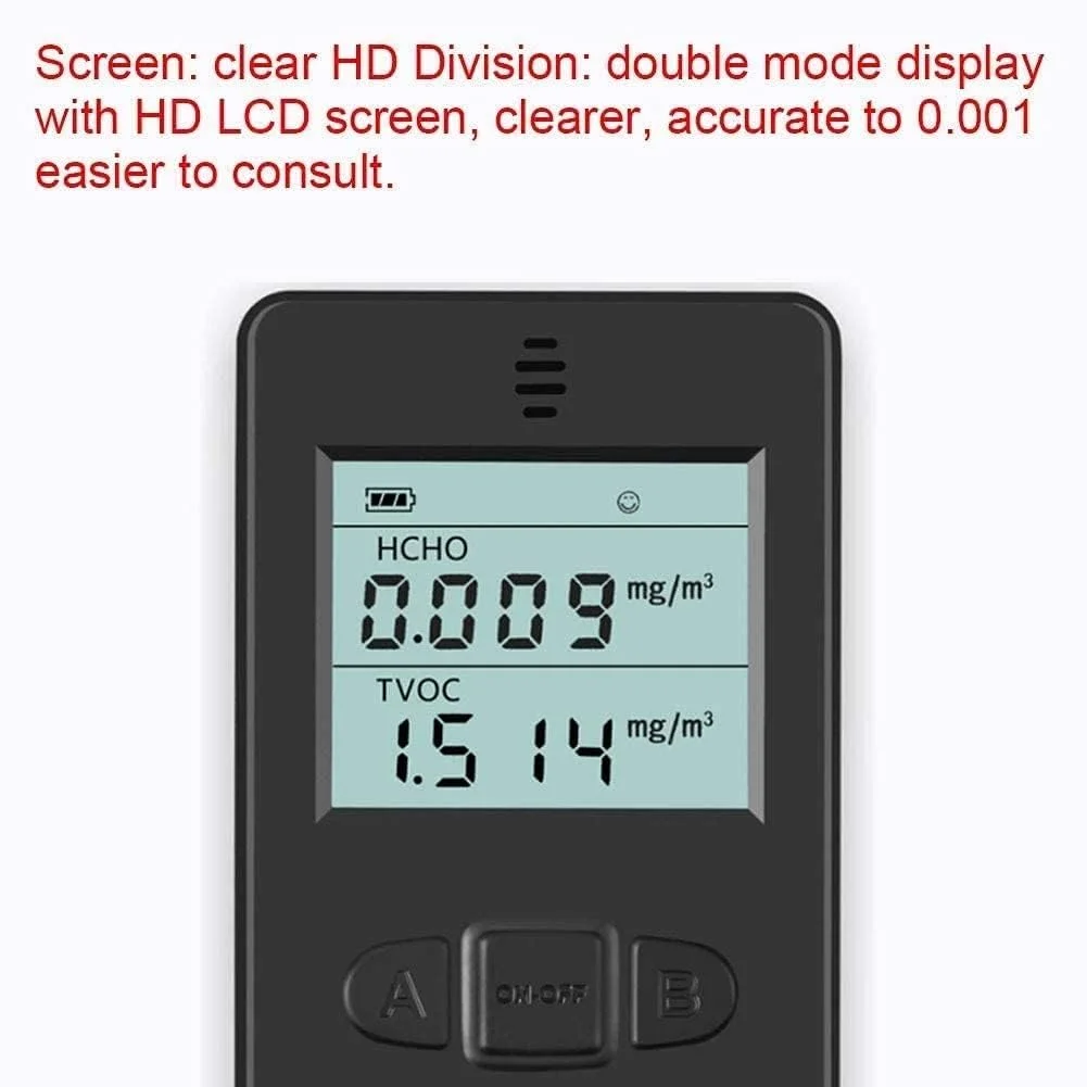 مانیتور کیفیت هوا JJJ، آشکارساز آلودگی کیفیت هوای داخلی برای فرمالدئید (HCHO)، مناسب برای خانه و دفتر کار، مشکی مانیتور کیفیت هوا JJJ، آشکارساز آلودگی کیفیت هوای داخلی برای فرمالدئید (HCHO)، مناسب برای خانه و دفتر کار، مشکی