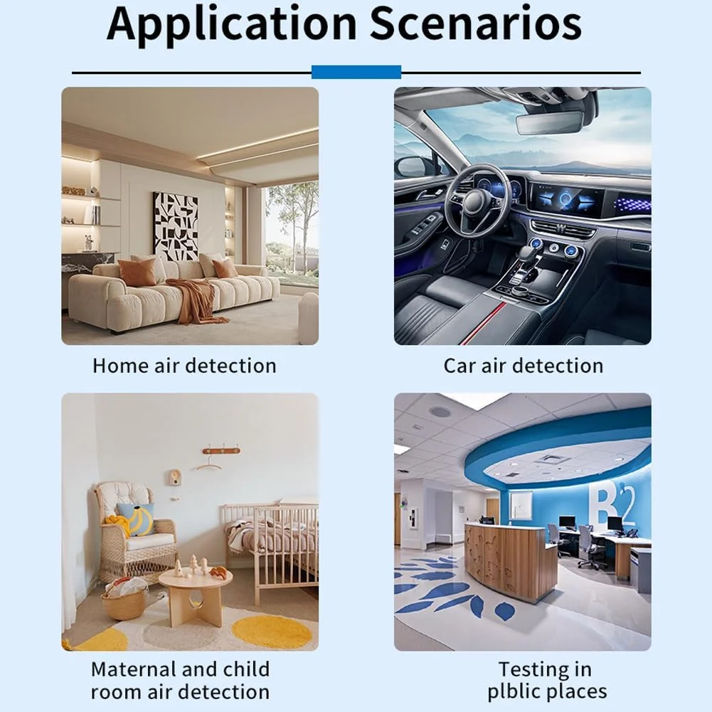 تستر کیفیت هوا الکتروشیمیایی فرمالدهید Joleritc، تستر HCHO TVOC CO2 با دقت بالا، دماسنج و رطوبت سنج با عملکرد هشدار صوتی تستر کیفیت هوا الکتروشیمیایی فرمالدهید Joleritc، تستر HCHO TVOC CO2 با دقت بالا، دماسنج و رطوبت سنج با عملکرد هشدار صوتی