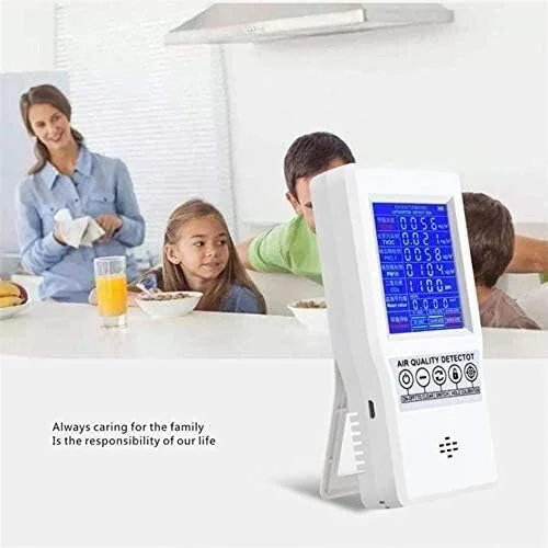 مانیتور کیفیت هوای JJJ برای CO2 PM2.5 فرمالدهید PM10 PM1.0 HCHO TVOC، آشکارساز هوا با صفحه نمایش LCD رنگی و آلارم، آشکارساز گاز (اندازه: 5 در 1) مانیتور کیفیت هوای JJJ برای CO2 PM2.5 فرمالدهید PM10 PM1.0 HCHO TVOC، آشکارساز هوا با صفحه نمایش LCD رنگی و آلارم، آشکارساز گاز (اندازه: 5 در 1)