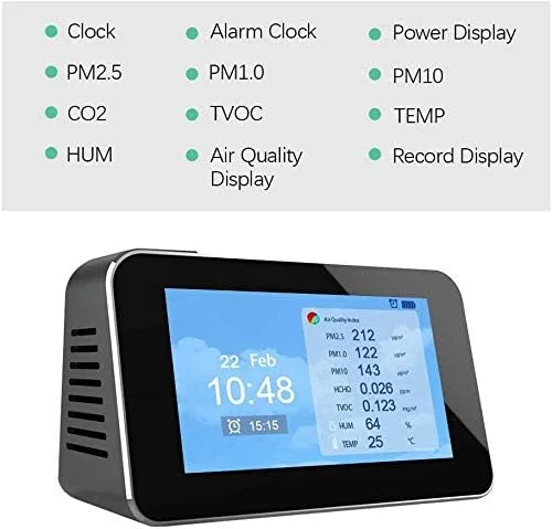 مانیتور کیفیت هوای JJJ با سنسور مستقل 12 در 1 TVOC/PM2.5/PM10/HCHO/آنالایزر ذرات گرد و غبار برای داخل یا خارج از منزل