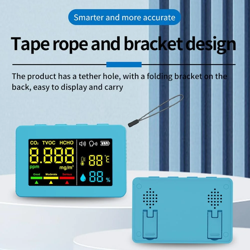 تستر کیفیت هوا الکتروشیمیایی فرمالدهید Joleritc، تستر HCHO TVOC CO2 با دقت بالا، دماسنج و رطوبت سنج با عملکرد هشدار صوتی تستر کیفیت هوا الکتروشیمیایی فرمالدهید Joleritc، تستر HCHO TVOC CO2 با دقت بالا، دماسنج و رطوبت سنج با عملکرد هشدار صوتی