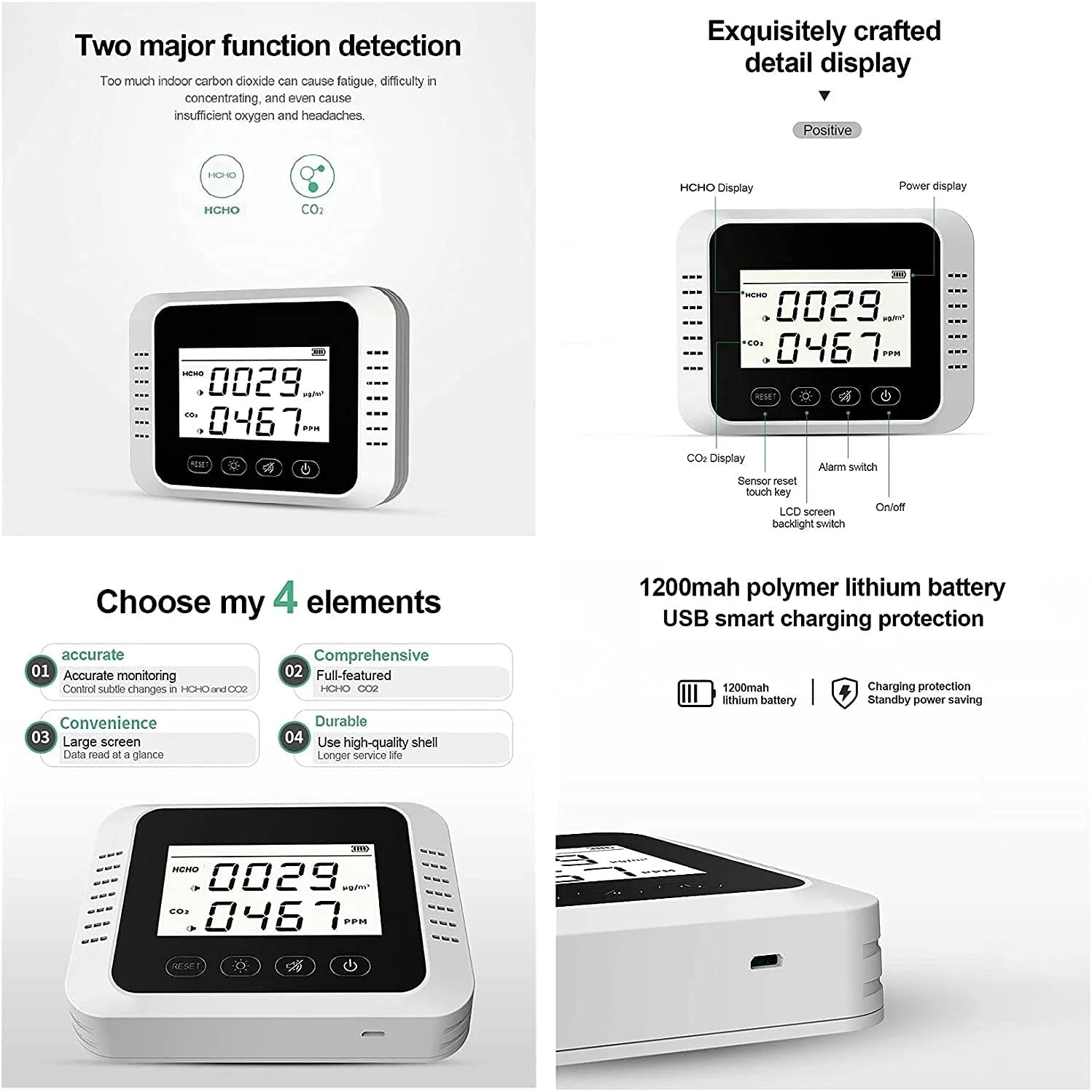 مانیتور کیفیت هوا JJJ، تستر کیفیت هوای خانگی قابل حمل و نصب روی دیوار، ردیاب دی اکسید کربن، مانیتور فرمالدئید TVOC CO2 مانیتور کیفیت هوا JJJ، تستر کیفیت هوای خانگی قابل حمل و نصب روی دیوار، ردیاب دی اکسید کربن، مانیتور فرمالدئید TVOC CO2