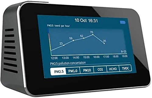 دستگاه سنجش کیفیت هوا LXT PANDA، دستگاه تشخیص هوای چند منظوره 12 در 1 با باتری قابل شارژ، سنسور PM2.5 PM10 PM1.0 TVOC AQI دما و رطوبت برای خانه، دفتر، ماشین و مناسبت های مختلف. دستگاه سنجش کیفیت هوا LXT PANDA، دستگاه تشخیص هوای چند منظوره 12 در 1 با باتری قابل شارژ، سنسور PM2.5 PM10 PM1.0 TVOC AQI دما و رطوبت برای خانه، دفتر، ماشین و مناسبت های مختلف.