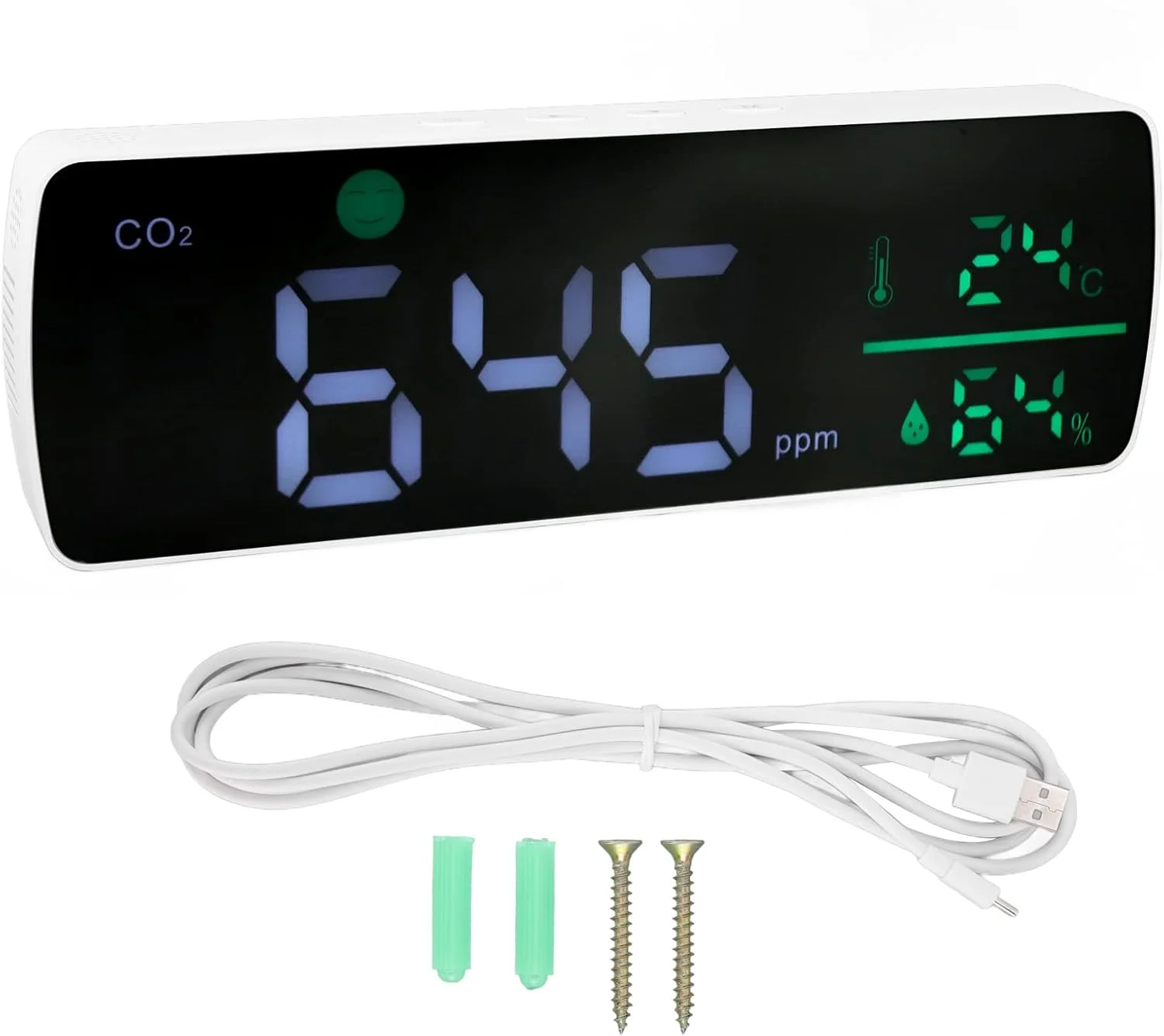 مانیتور کیفیت هوا MISETA، مانیتور CO2 با سنسور مادون قرمز دور، باتری 2000MAH، ردیاب دما و رطوبت با صفحه نمایش واضح برای خانه مانیتور کیفیت هوا MISETA، مانیتور CO2 با سنسور مادون قرمز دور، باتری 2000MAH، ردیاب دما و رطوبت با صفحه نمایش واضح برای خانه