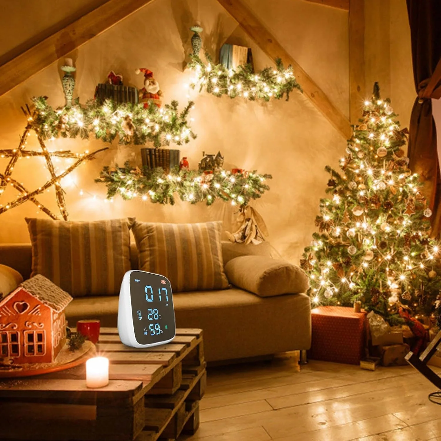 مانیتور کیفیت قابل حمل Mingzhe با حسگر هوشمند برای تشخیص PM2.5 در محیط داخلی و تست دما