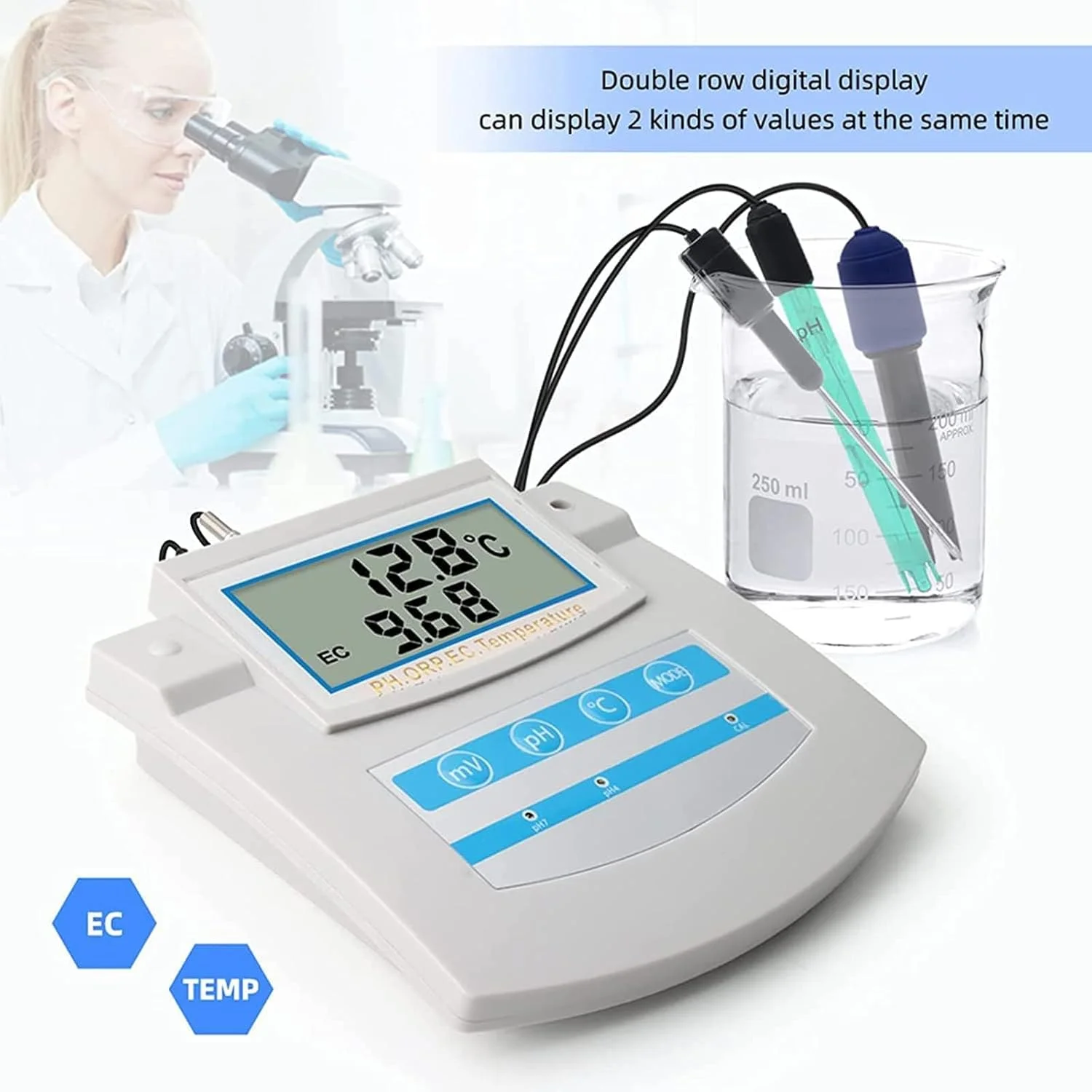 دستگاه تست کیفیت آب MiBoce 6 در 1، تستر PH EC CF ORP TDS دما، اسید سنج PH، جبران دمای اتوماتیک 0 تا 50 درجه سانتیگراد، برای آبزی پروری، آب آشامیدنی، استخرها، آکواریوم ها دستگاه تست کیفیت آب MiBoce 6 در 1، تستر PH EC CF ORP TDS دما، اسید سنج PH، جبران دمای اتوماتیک 0 تا 50 درجه سانتیگراد، برای آبزی پروری، آب آشامیدنی، استخرها، آکواریوم ها