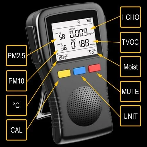 دستگاه سنجش ذرات گرد و غبار لیزری (PM2.5/PM10) فرمالدهید (HCHO) بنزن / TVOC مدل FS2 دستگاه سنجش ذرات گرد و غبار لیزری (PM2.5/PM10) فرمالدهید (HCHO) بنزن / TVOC مدل FS2