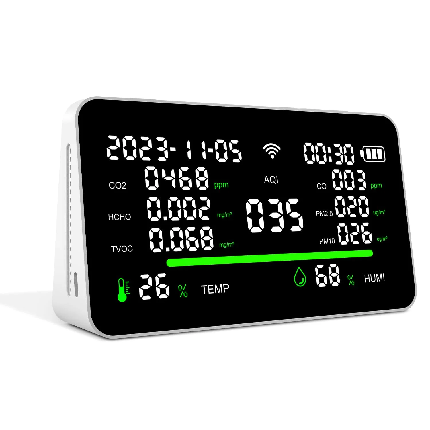 دستگاه سنجش کیفیت هوا 11 در 1 MGNBDY، مانیتور CO2/VOC/AQI/PM2.5/دماسنج/رطوبت سنج داخلی، دستگاه های قابل حمل هوشمند سنجش کیفیت هوا، تستر کیفیت هوا برای خانه، دفتر، فضای باز، با باتری دستگاه سنجش کیفیت هوا 11 در 1 MGNBDY، مانیتور CO2/VOC/AQI/PM2.5/دماسنج/رطوبت سنج داخلی، دستگاه های قابل حمل هوشمند سنجش کیفیت هوا، تستر کیفیت هوا برای خانه، دفتر، فضای باز، با باتری