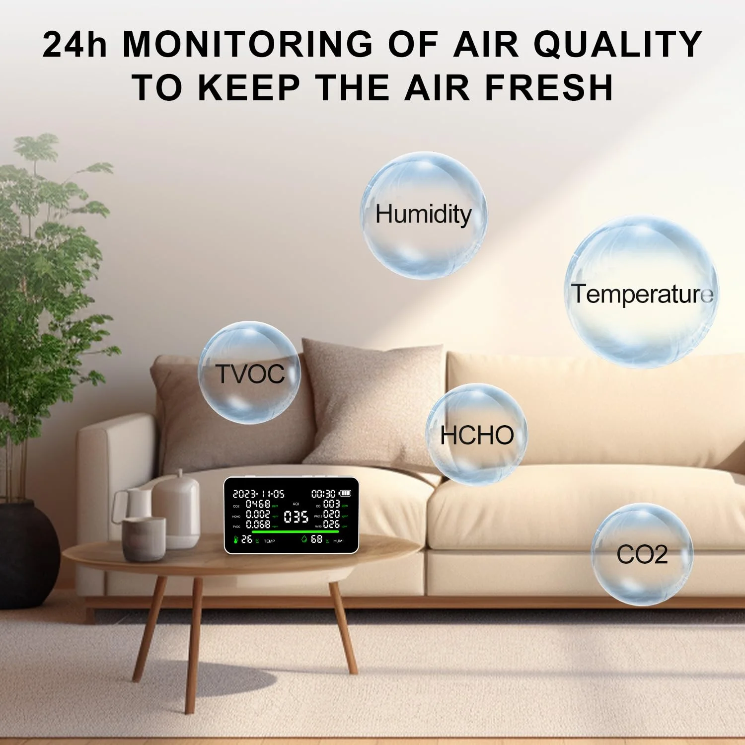 دستگاه سنجش کیفیت هوا 11 در 1 MGNBDY، مانیتور CO2/VOC/AQI/PM2.5/دماسنج/رطوبت سنج داخلی، دستگاه های قابل حمل هوشمند سنجش کیفیت هوا، تستر کیفیت هوا برای خانه، دفتر، فضای باز، با باتری دستگاه سنجش کیفیت هوا 11 در 1 MGNBDY، مانیتور CO2/VOC/AQI/PM2.5/دماسنج/رطوبت سنج داخلی، دستگاه های قابل حمل هوشمند سنجش کیفیت هوا، تستر کیفیت هوا برای خانه، دفتر، فضای باز، با باتری