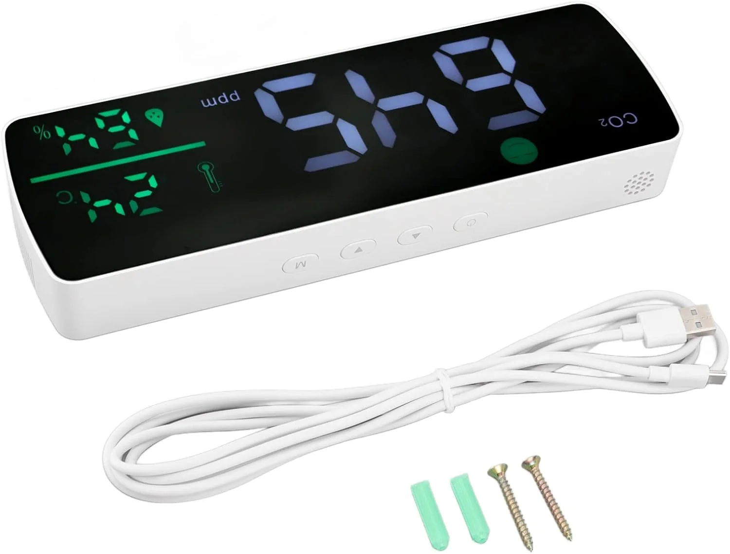 مانیتور کیفیت هوا MISETA، مانیتور CO2 با سنسور مادون قرمز دور، باتری 2000MAH، ردیاب دما و رطوبت با صفحه نمایش واضح برای خانه مانیتور کیفیت هوا MISETA، مانیتور CO2 با سنسور مادون قرمز دور، باتری 2000MAH، ردیاب دما و رطوبت با صفحه نمایش واضح برای خانه