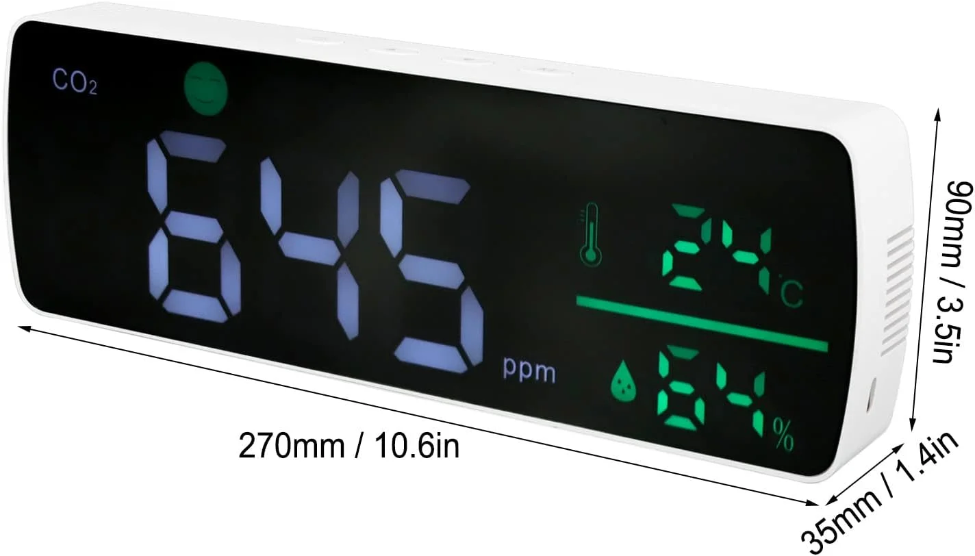 مانیتور کیفیت هوا MISETA، مانیتور CO2 با سنسور مادون قرمز دور، باتری 2000MAH، ردیاب دما و رطوبت با صفحه نمایش واضح برای خانه مانیتور کیفیت هوا MISETA، مانیتور CO2 با سنسور مادون قرمز دور، باتری 2000MAH، ردیاب دما و رطوبت با صفحه نمایش واضح برای خانه