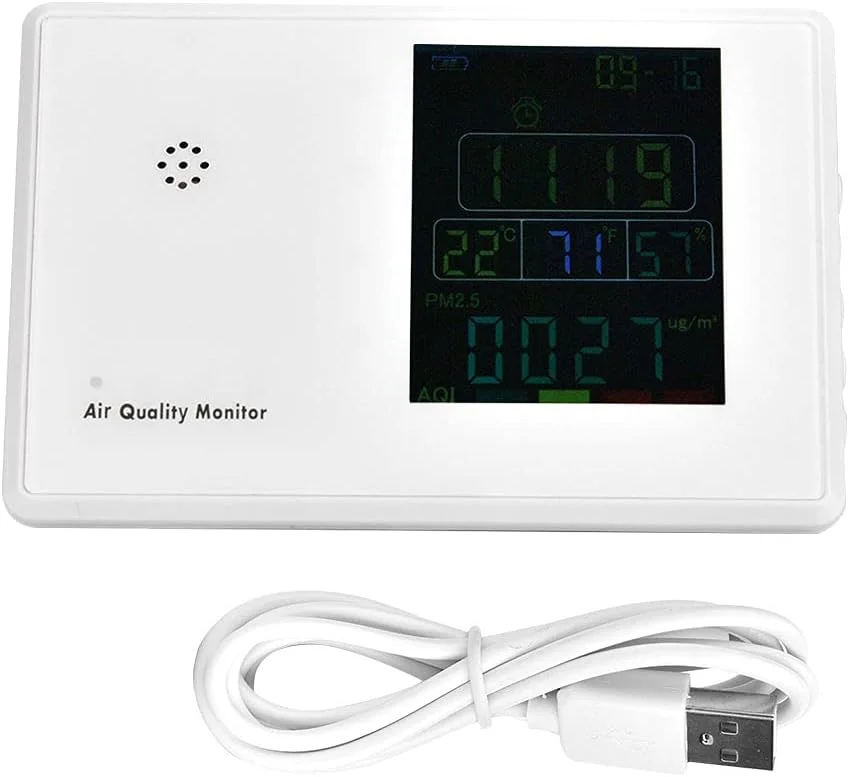 دستگاه سنجش کیفیت هوای چند منظوره، ردیاب فرمالدئید PM2.5، تستر کیفیت هوای دی اکسید کربن، دماسنج با ساعت زنگ دار