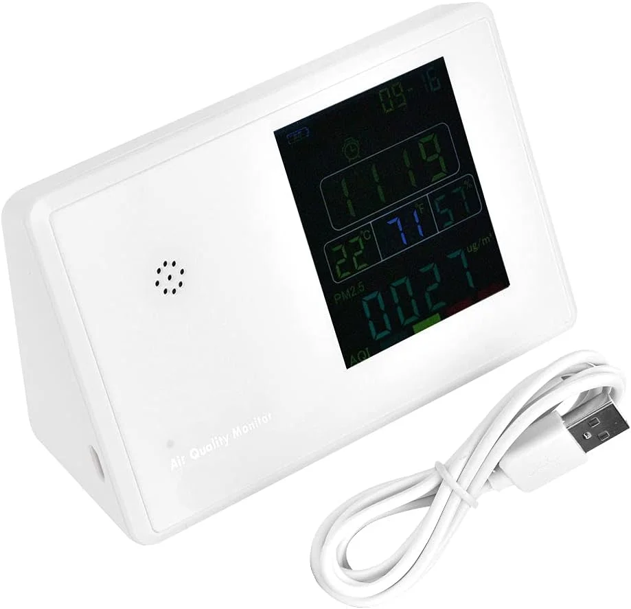 دستگاه سنجش کیفیت هوای چند منظوره، ردیاب فرمالدئید PM2.5، تستر کیفیت هوای دی اکسید کربن، دماسنج با ساعت زنگ دار