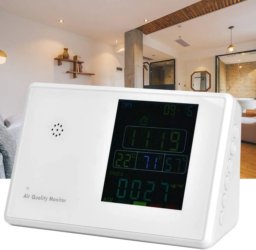 دستگاه سنجش کیفیت هوای چند منظوره، ردیاب فرمالدئید PM2.5، تستر کیفیت هوای دی اکسید کربن، دماسنج با ساعت زنگ دار