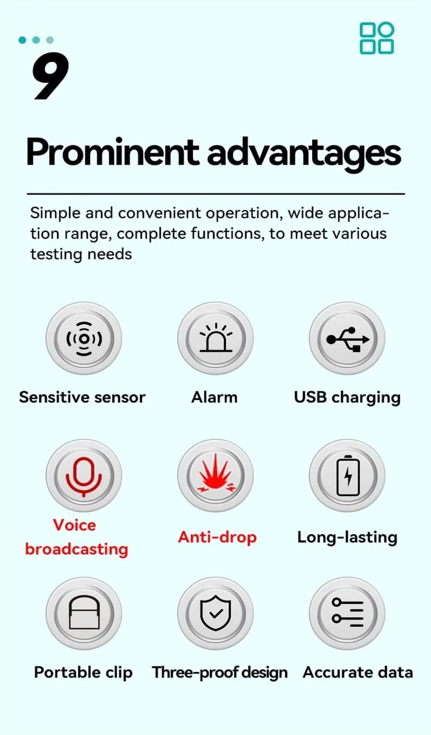 دستگاه سنجش کیفیت هوا EWRTUY مدل MG10، آشکارساز گاز چند منظوره 4 در 1 H2S/CO/O2/ CX با قابلیت تشخیص گاز، لرزش، نمایشگر چشمک زن و آلارم زنگ هشدار برای ایمنی