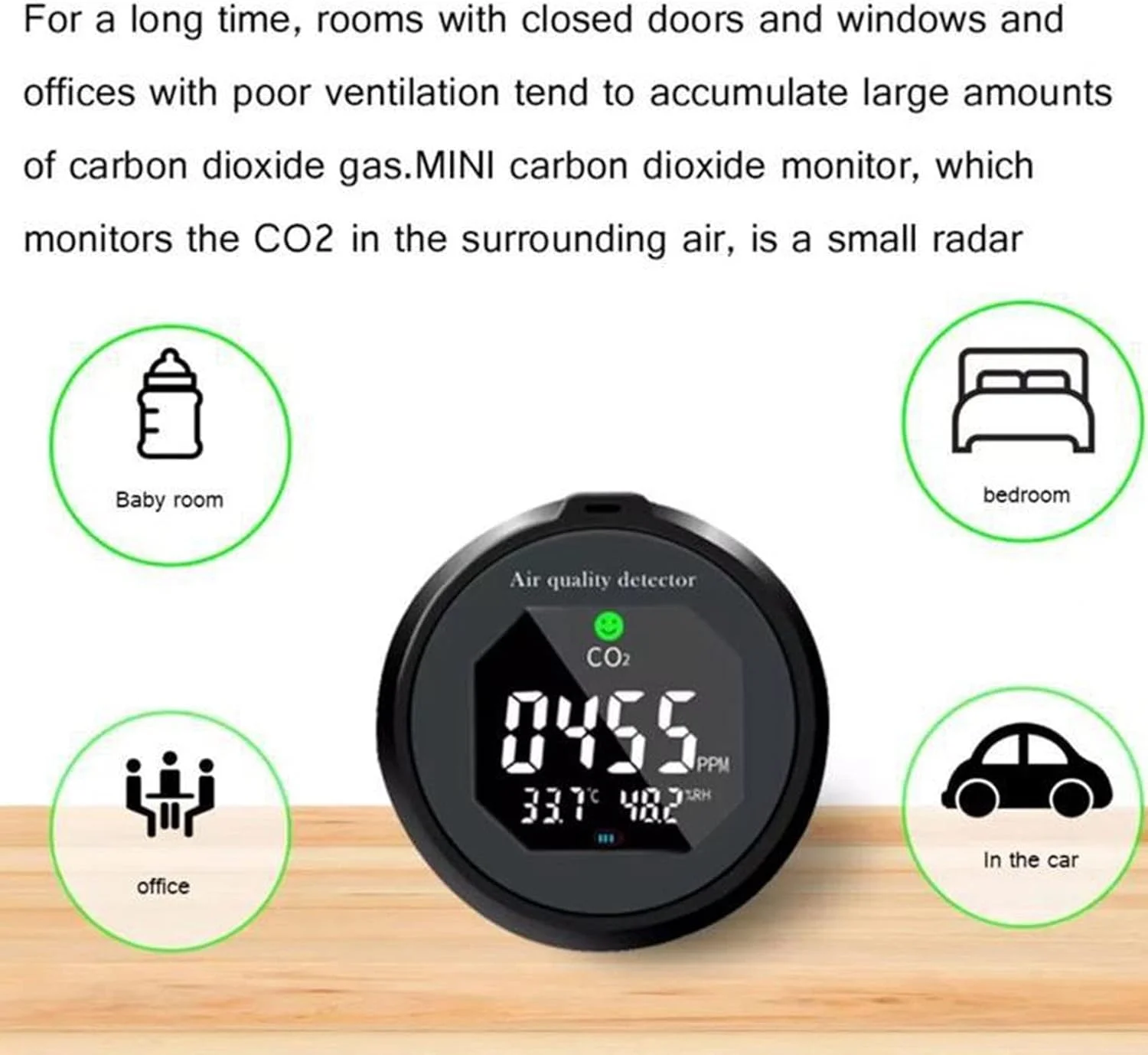 مانیتور CO2، دستگاه سنجش کیفیت هوا، آلارم صوتی و نوری، شارژ USB مناسب برای خانه و دفتر مانیتور CO2، دستگاه سنجش کیفیت هوا، آلارم صوتی و نوری، شارژ USB مناسب برای خانه و دفتر