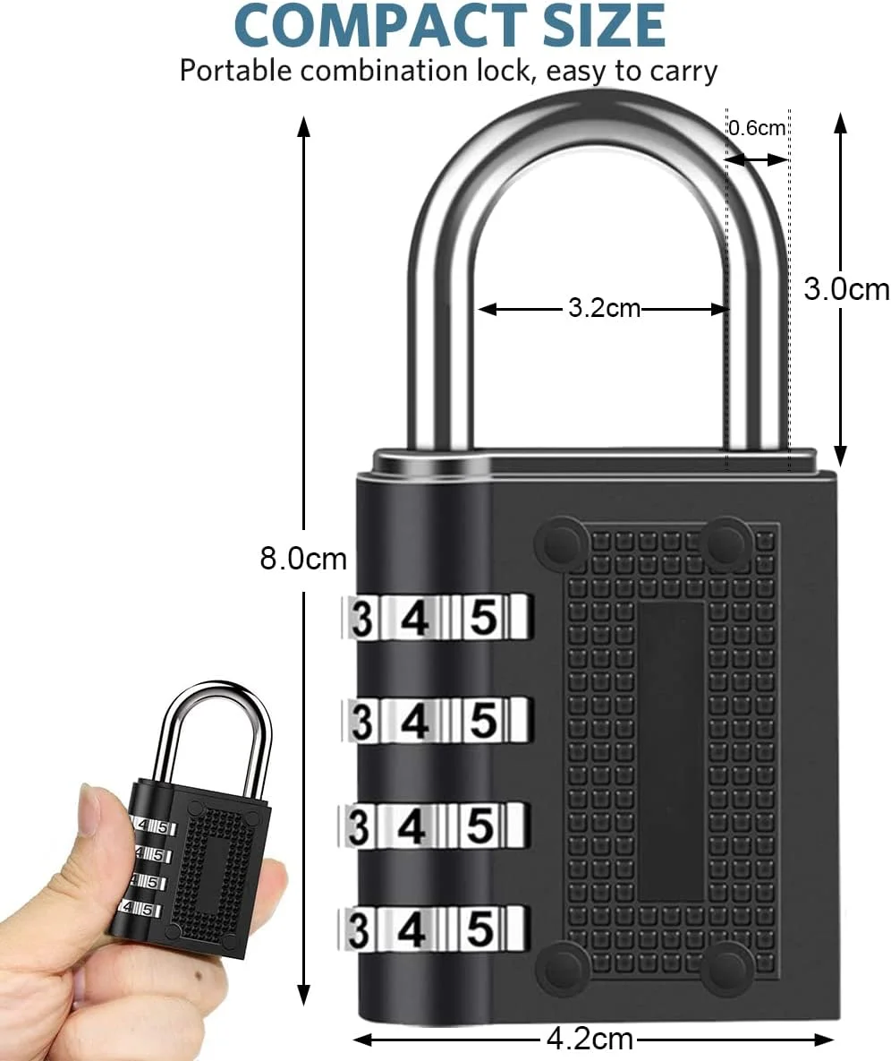 قفل رمزی ترکیبی BeskooHome - [بسته 2 عددی] قفل ضد آب با شماره گیر 4 رقمی روان برای مدرسه، باشگاه، کمد فضای باز - مشکی